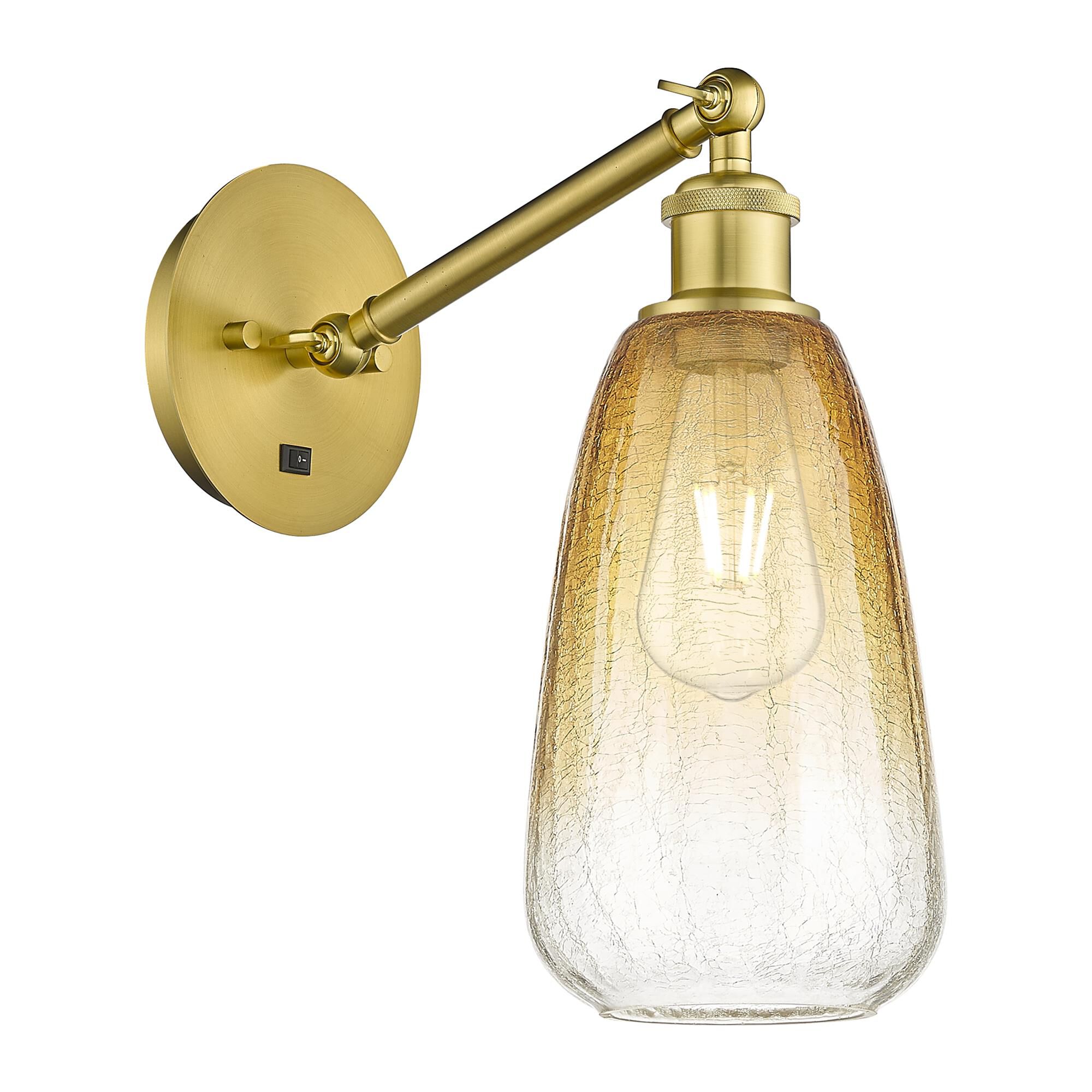 Shown in Satin Gold finish and Amber glass