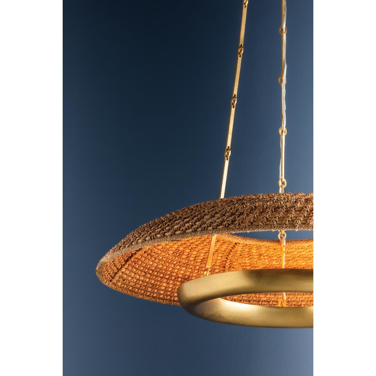 Shown in Vintage Gold Leaf finish and Lampakanay shade