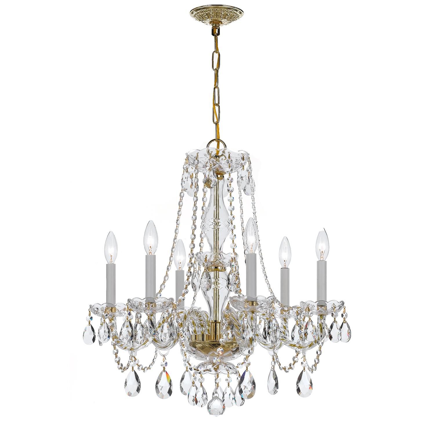 Shown in Polished Brass finish and Clear Italian crystal