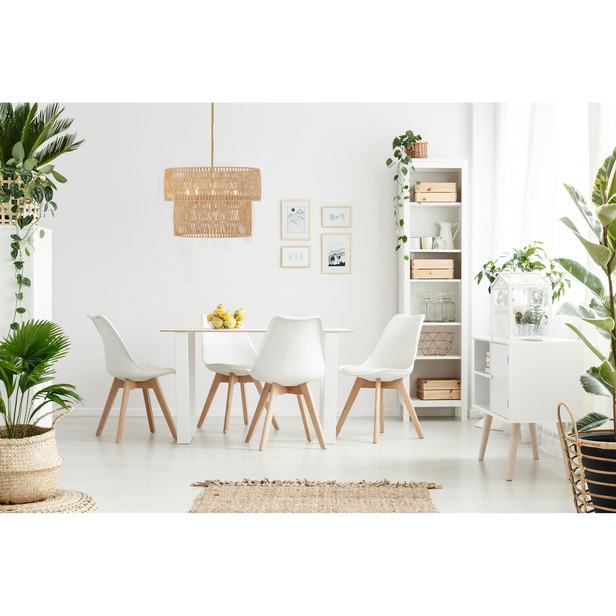 Shown in Soft Brass finish and Papyrus Rope shade