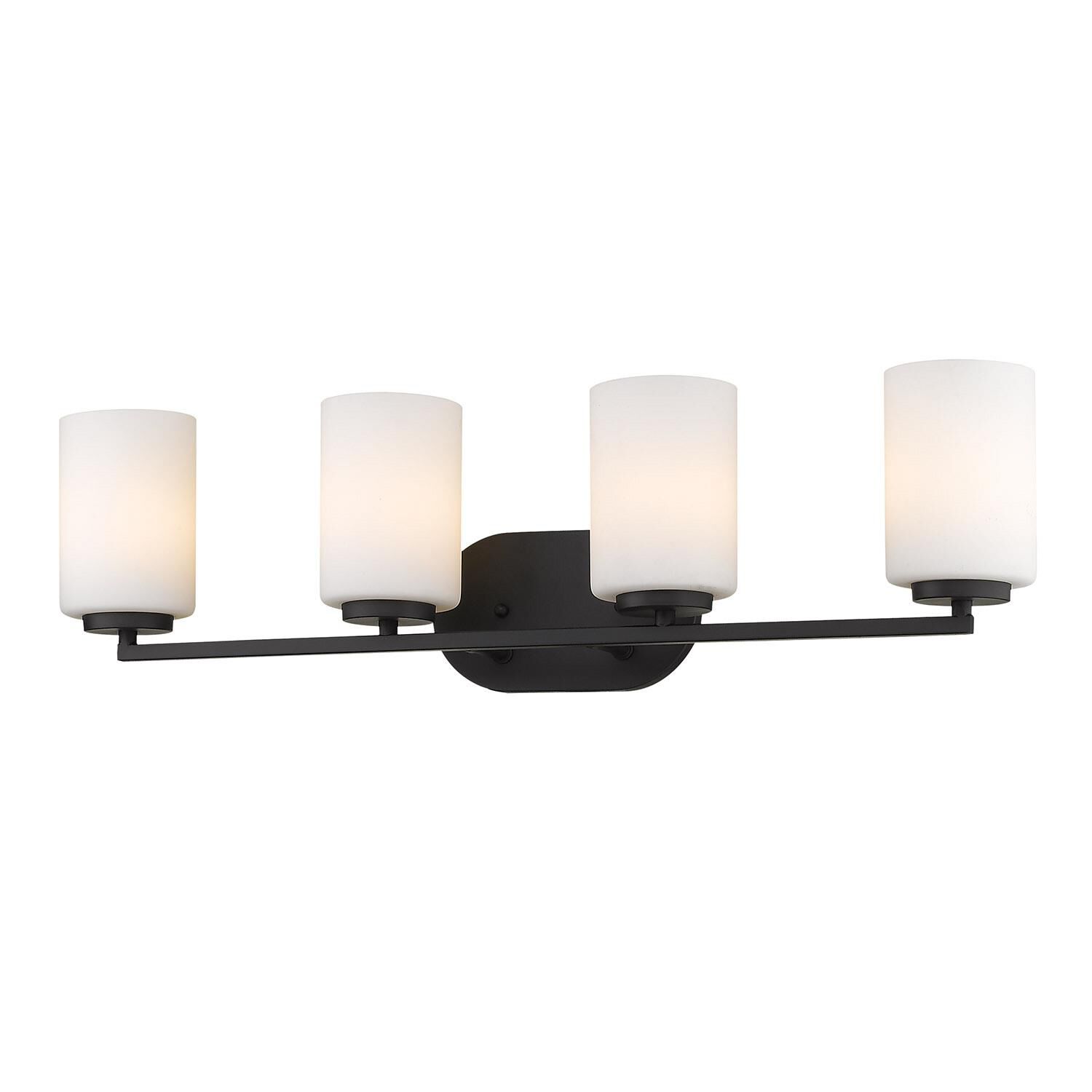 Shown in Matte Black finish and Opal glass and Opal Glass shade
