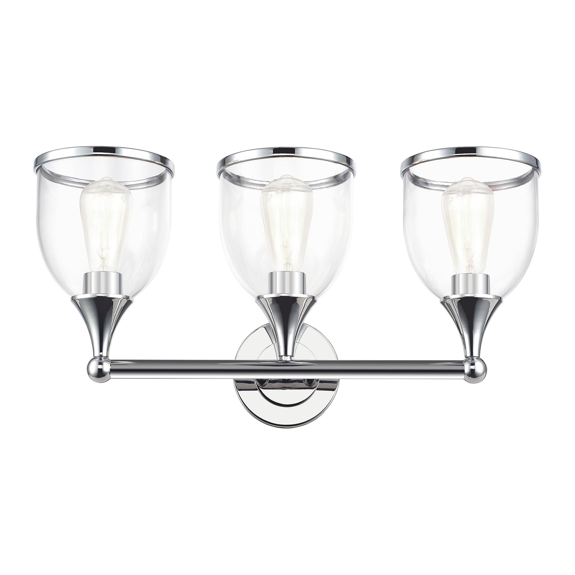 Shown in Polished Chrome finish and Mouth Blown Clear glass