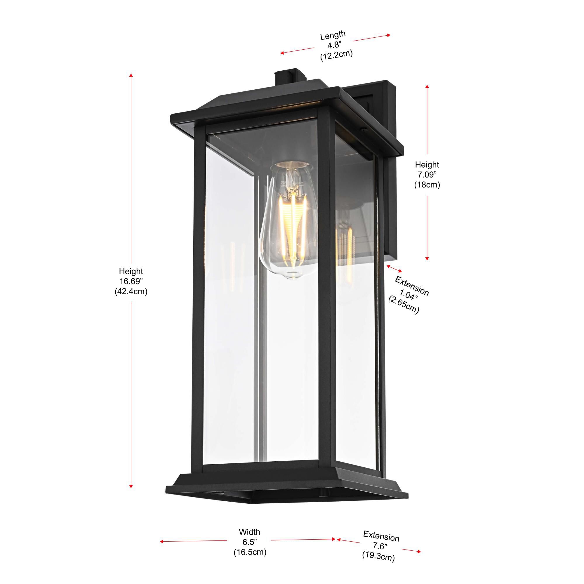 Shown in Black finish and Clear glass