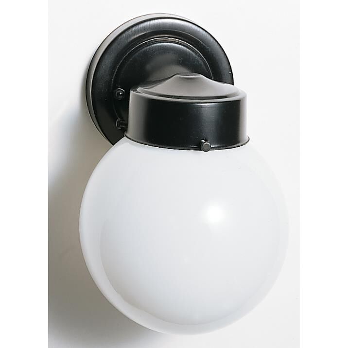 Shown in Black finish and White Globe glass