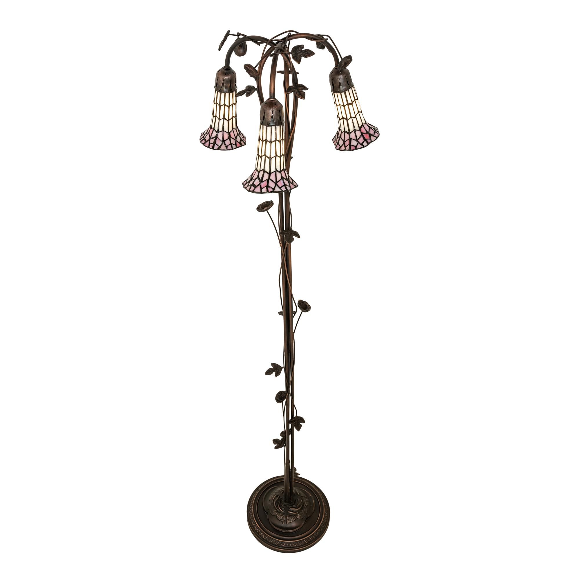 Shown in Mahogany Bronze finish and Pink;White glass