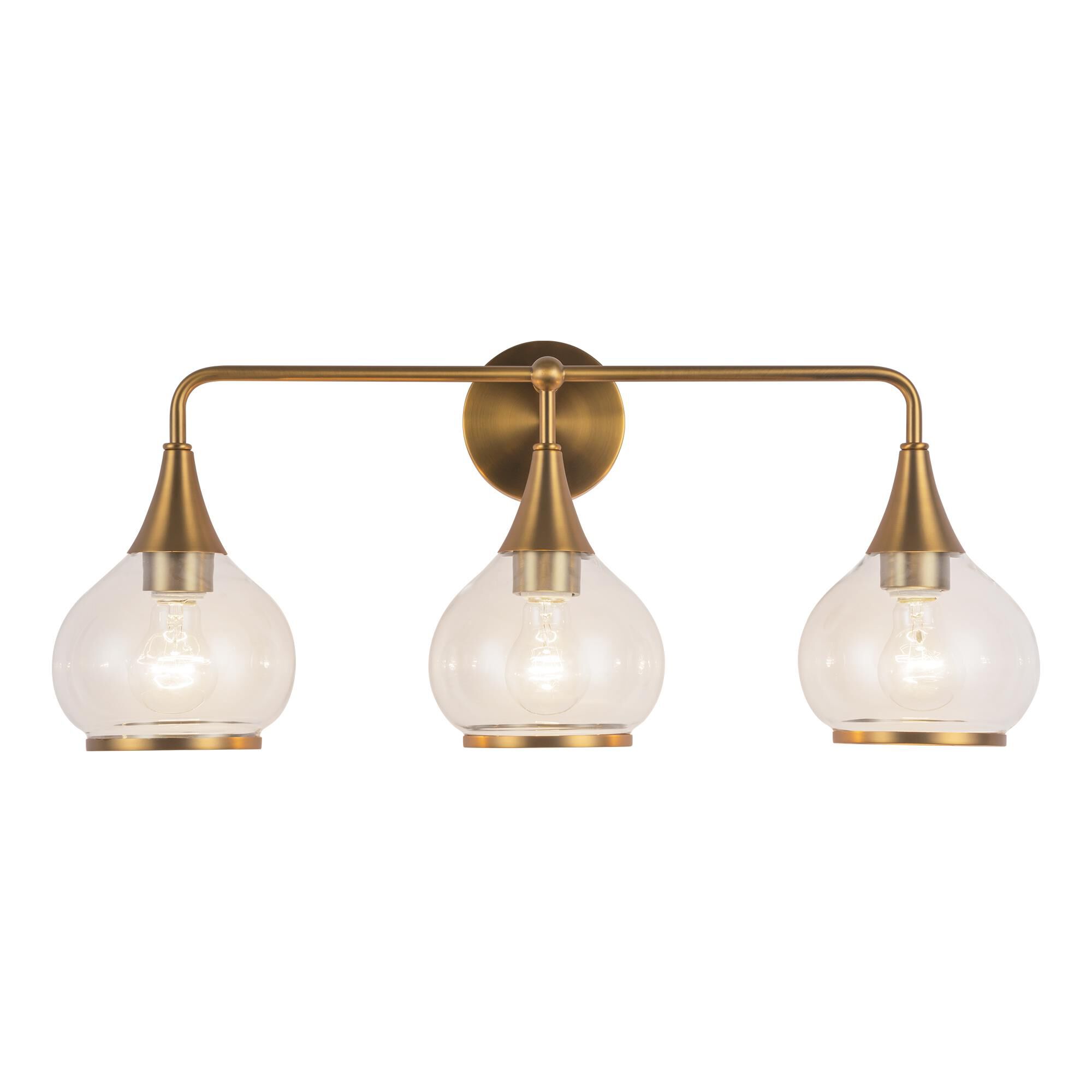Shown in Aged Gold finish and Clear glass