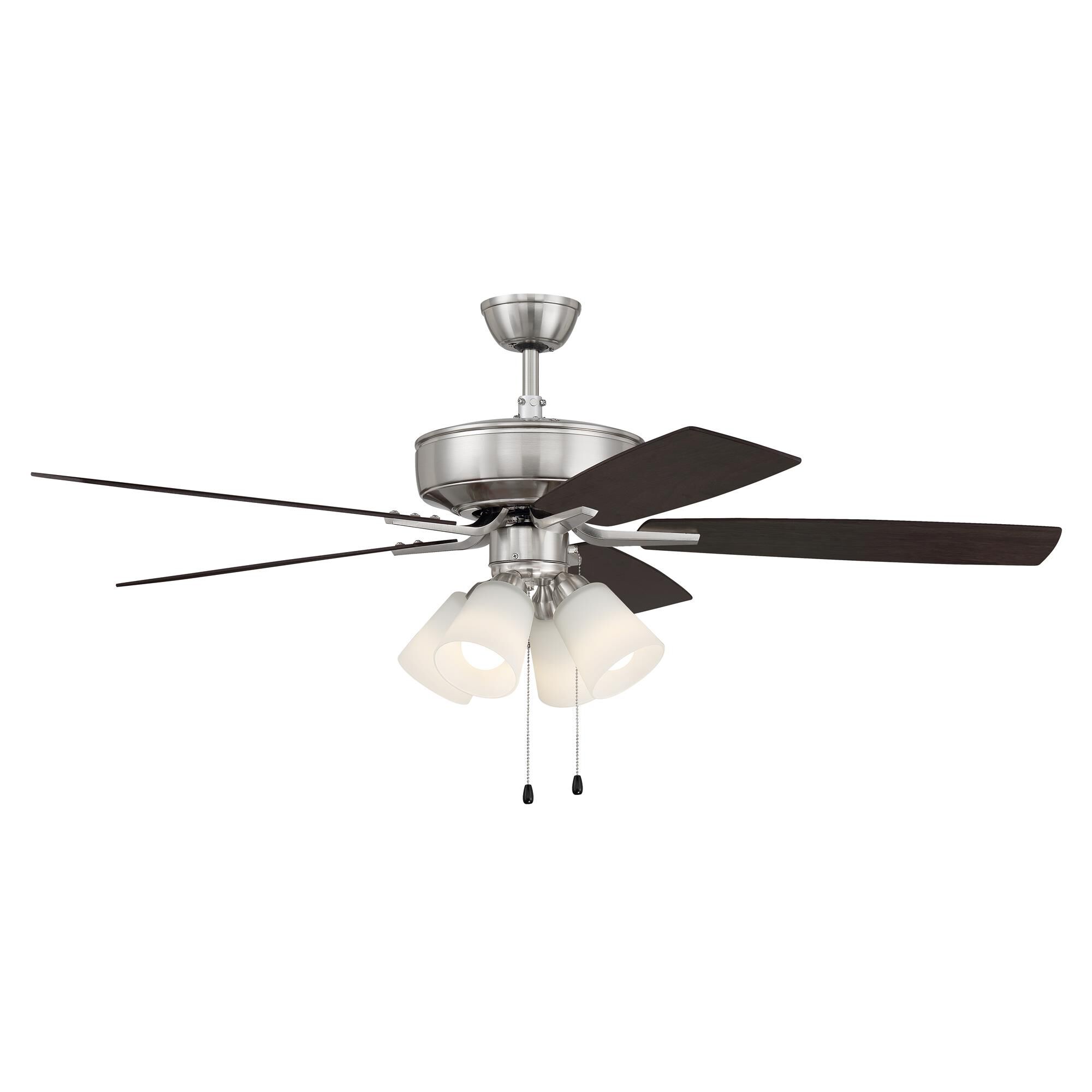 Shown in Brushed Polished Nickel finish and White Frost glass and Yes shade