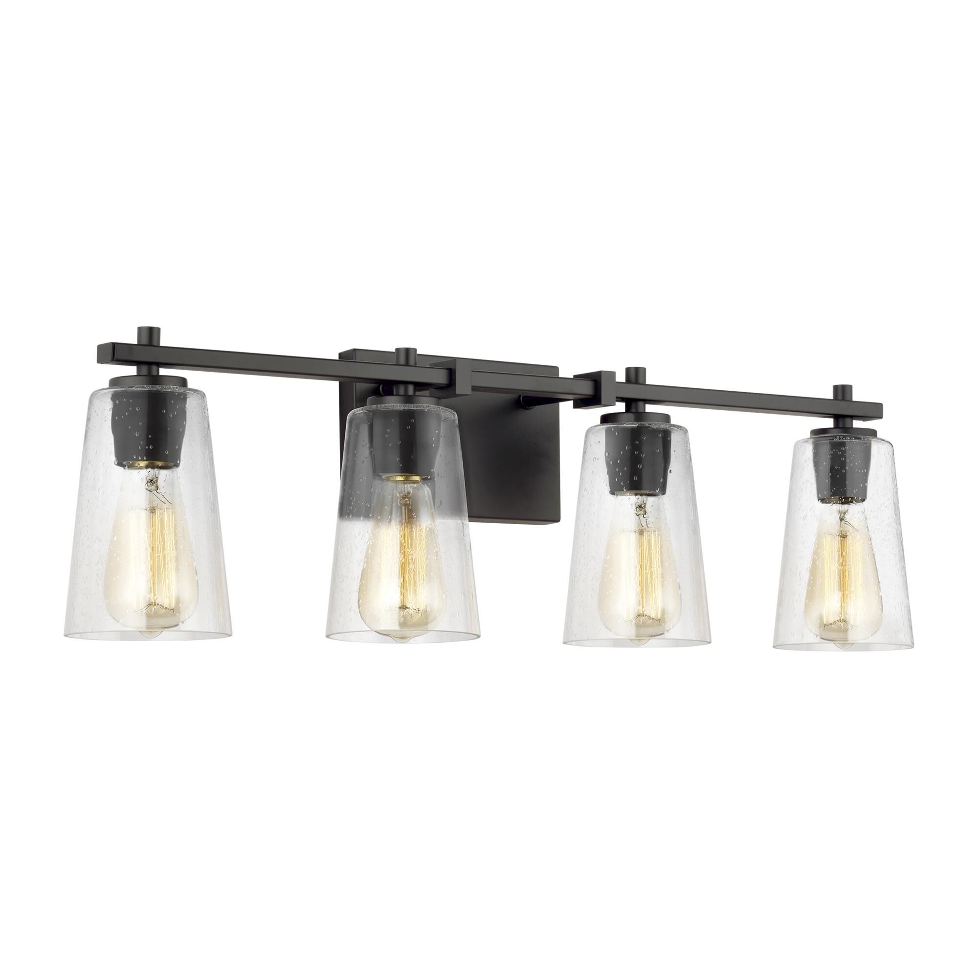 Shown in Oil Rubbed Bronze finish and Clear Seeded glass