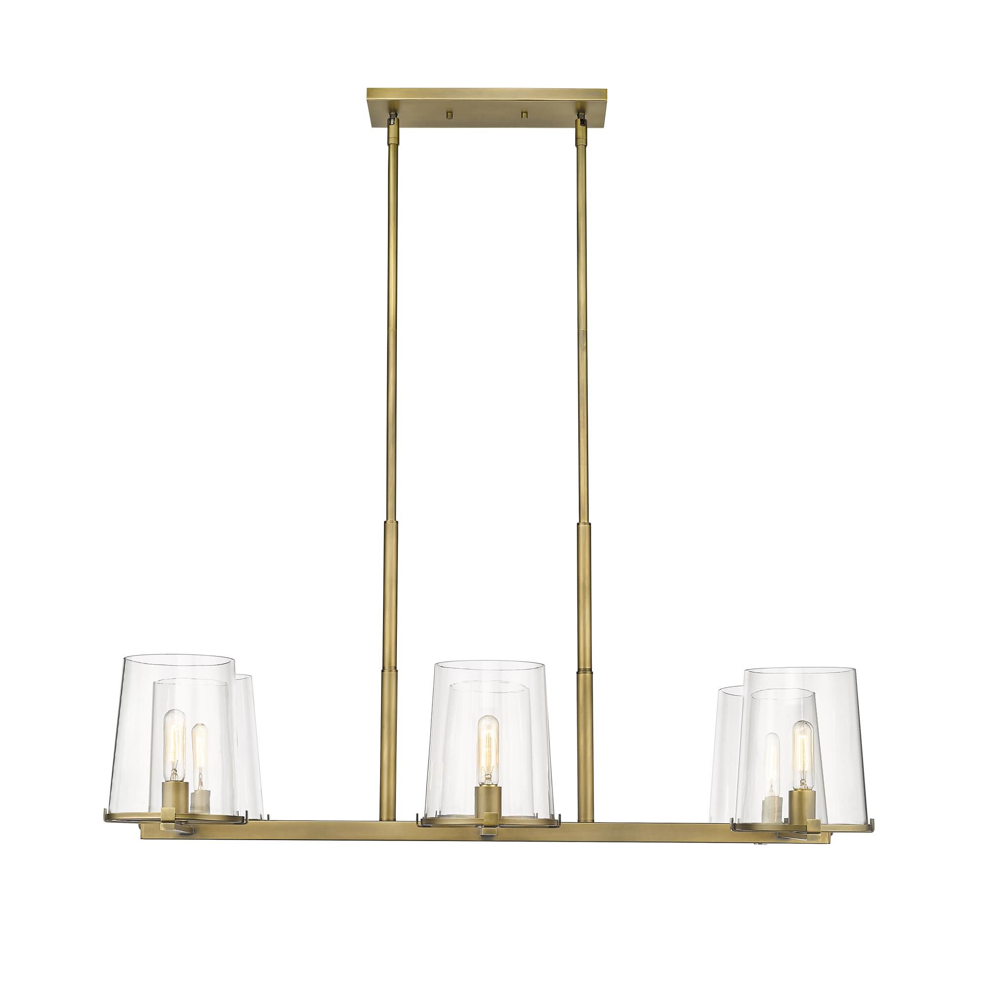 Shown in Rubbed Brass finish and Glass shade