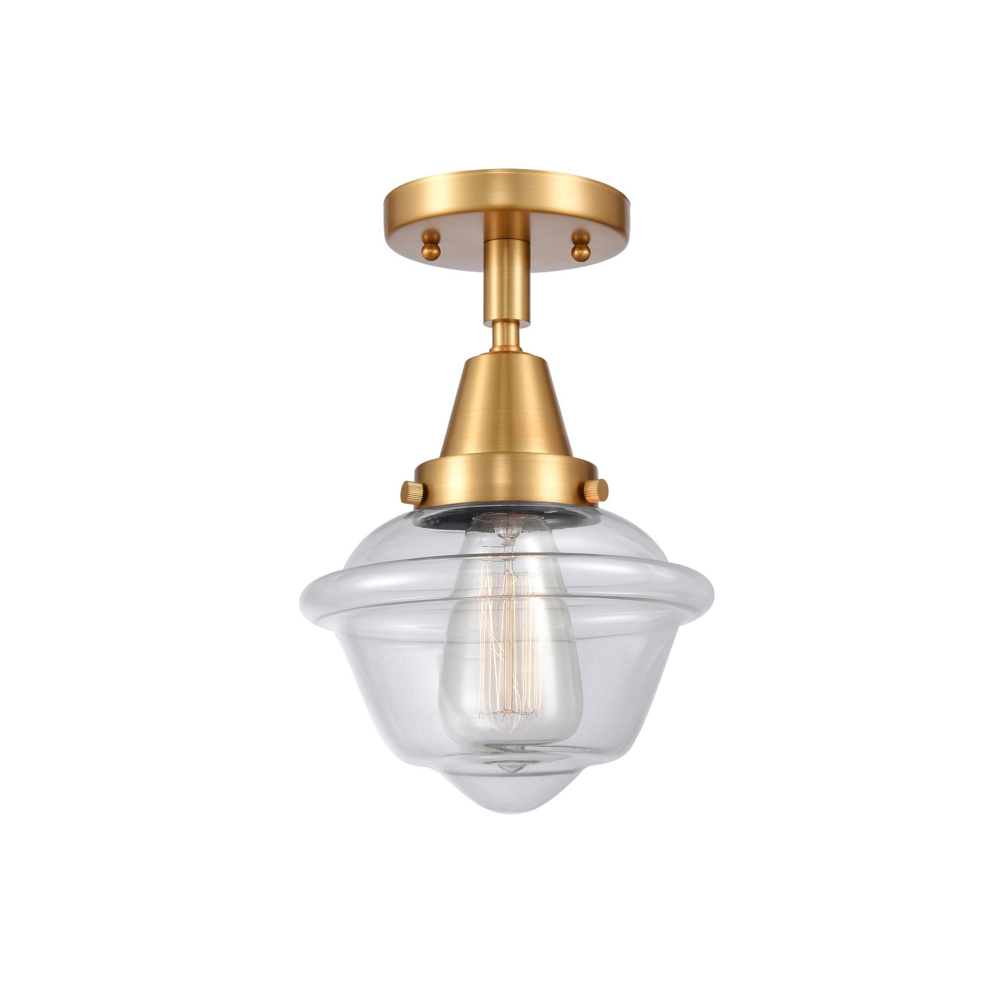 Shown in Satin Gold finish and Clear Small Oxford glass