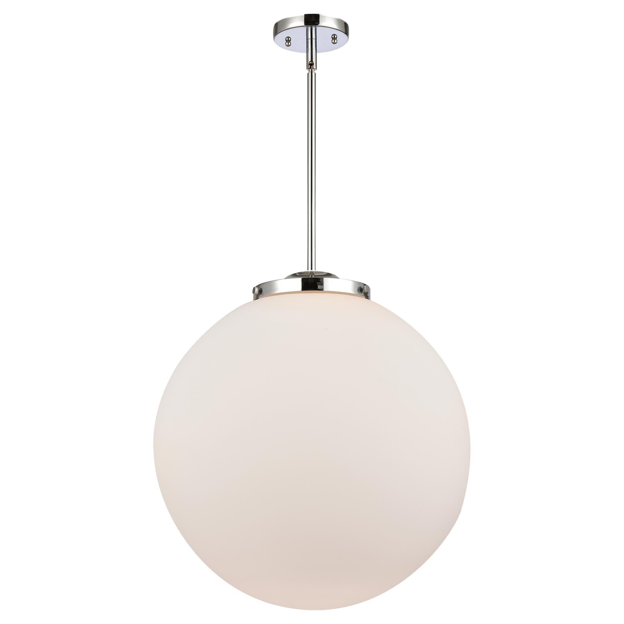 Shown in Polished Chrome finish and Matte White Cased Beacon glass