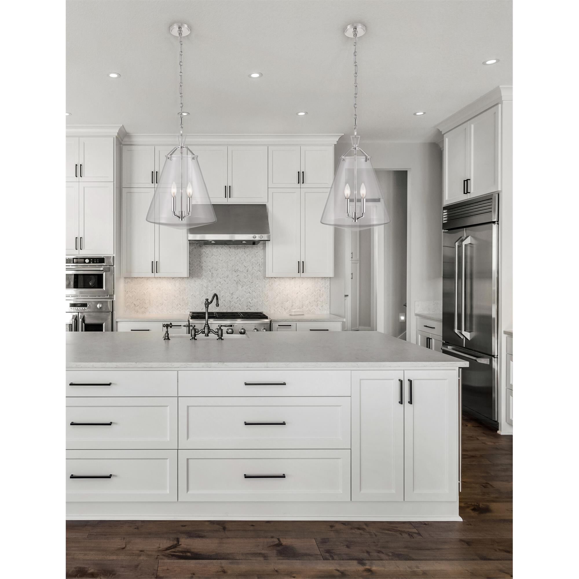 Shown in Polished Nickel finish and Clear glass