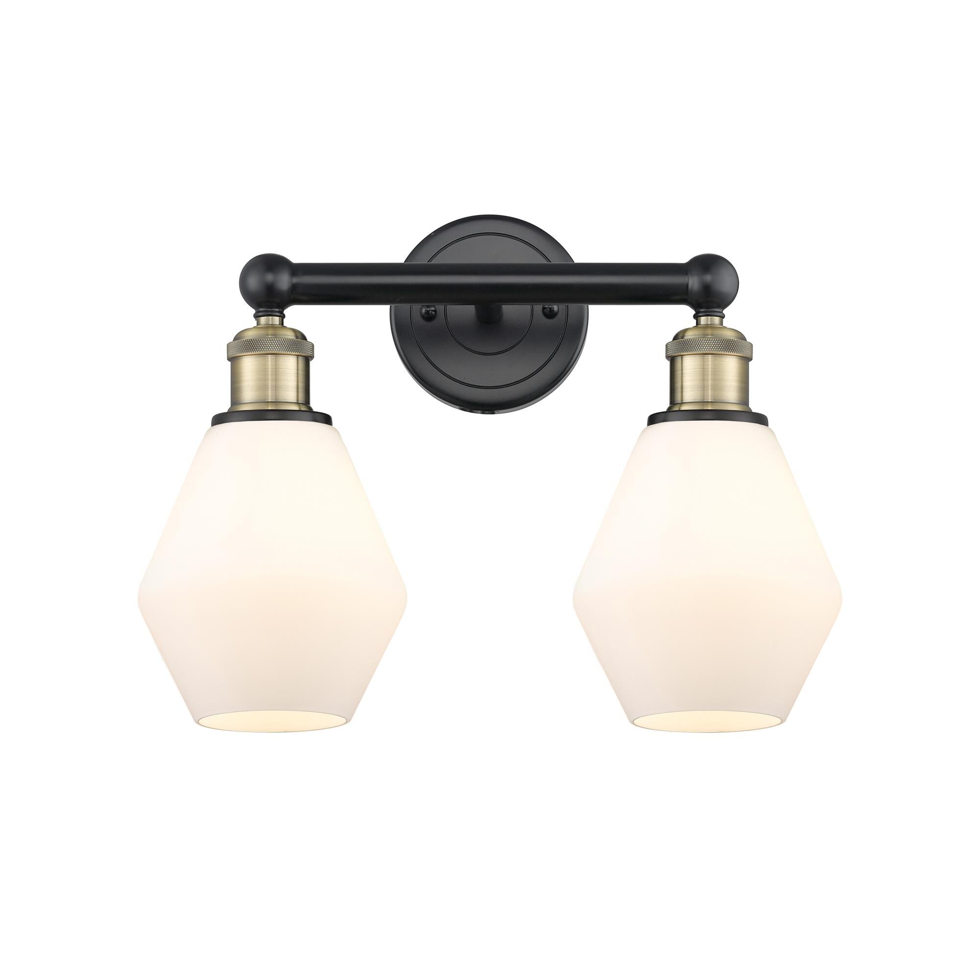 Shown in Black Antique Brass finish and Cased Matte White glass