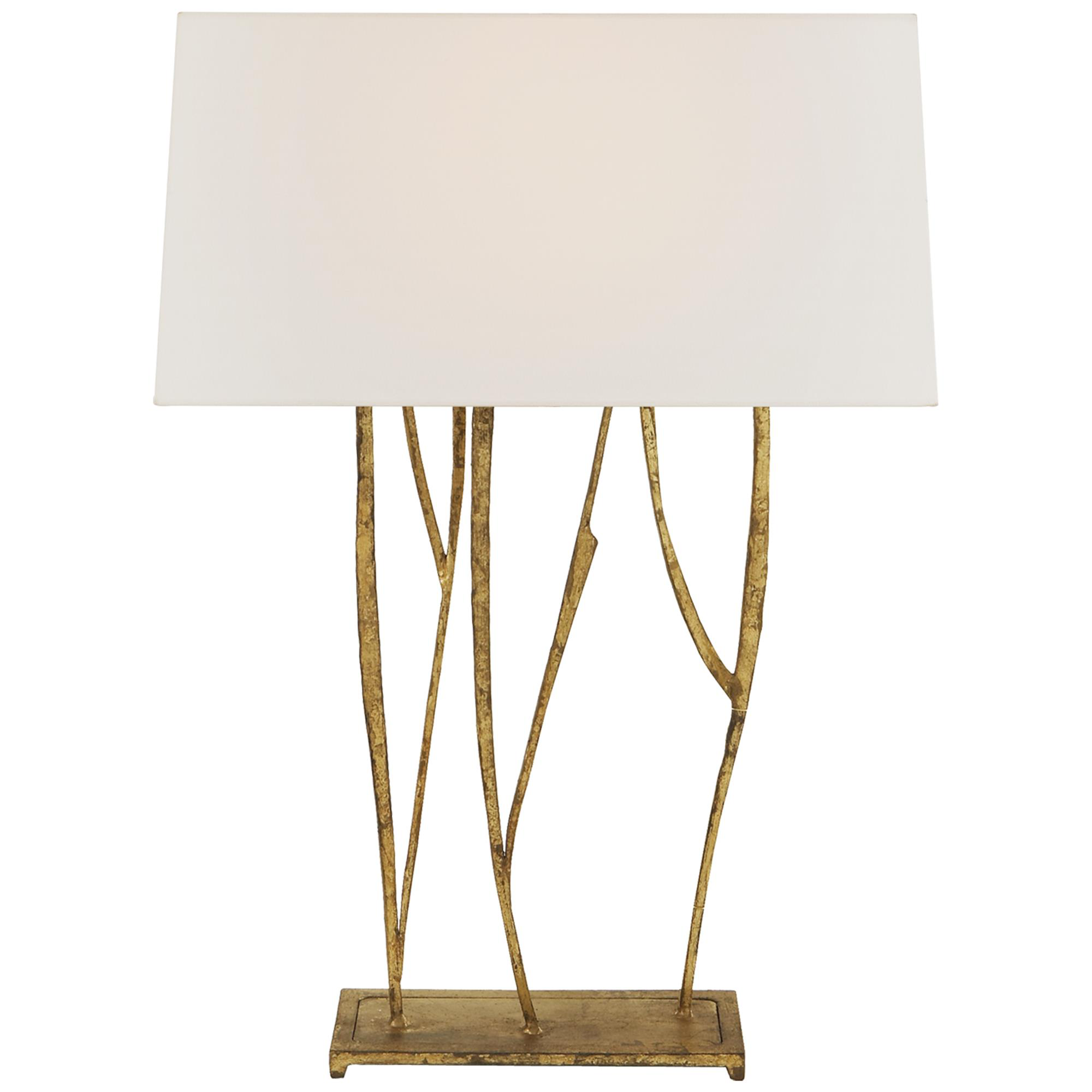 Shown in Gilded Iron finish and Linen Rectangle shade
