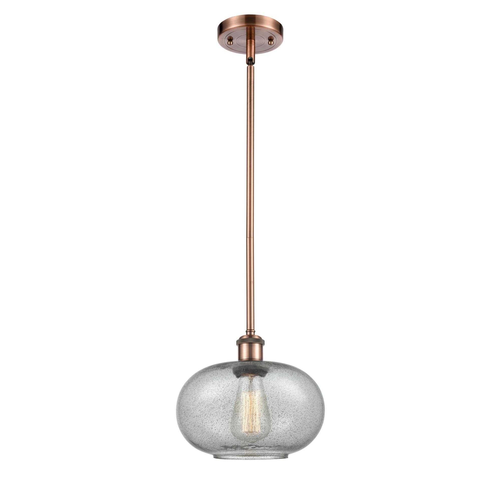 Shown in Antique Copper finish and Sphere glass and Glass shade