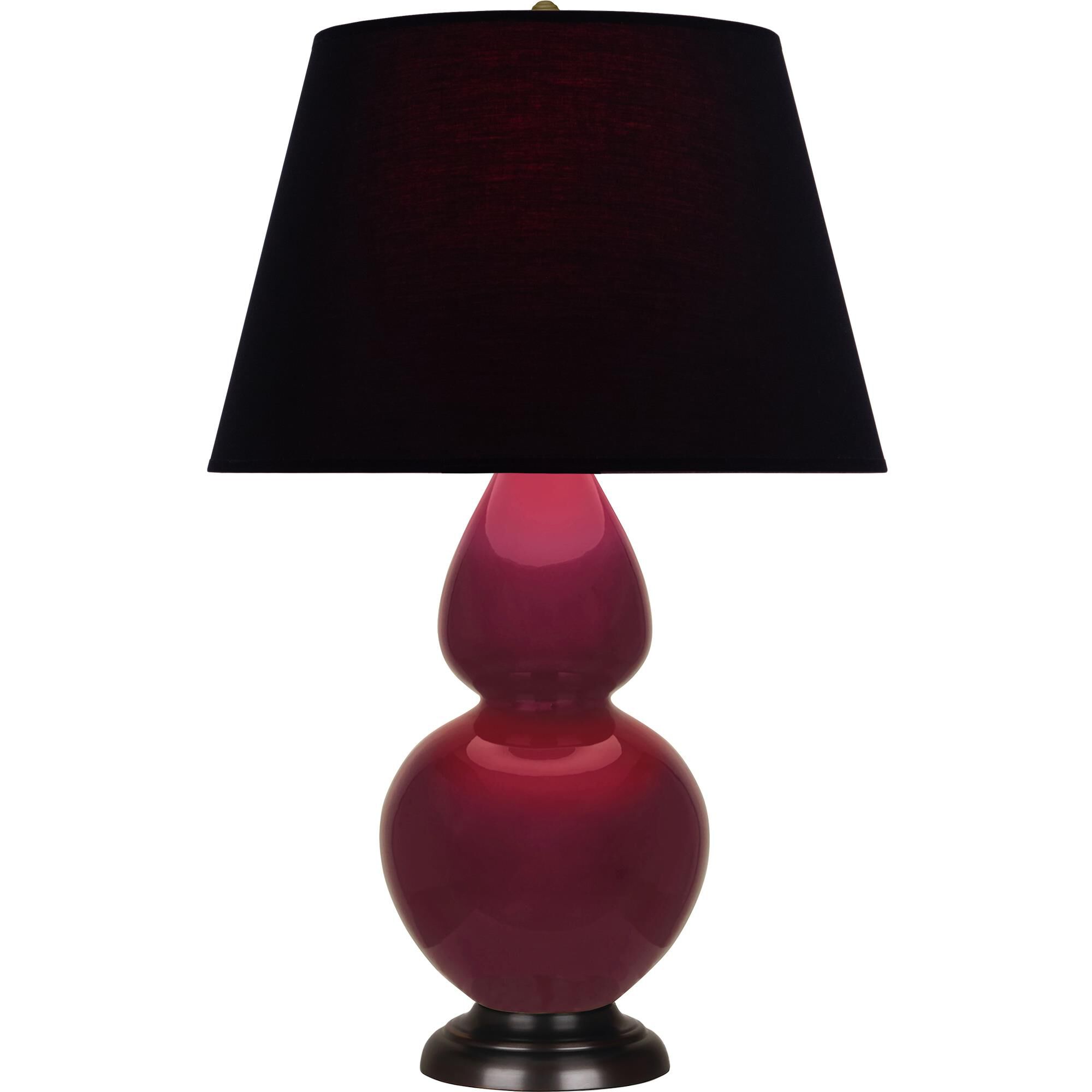 Shown in Sugar Plum Glazed finish and Ink Black with Rose Red Lining shade and Deep Patina Bronze accent