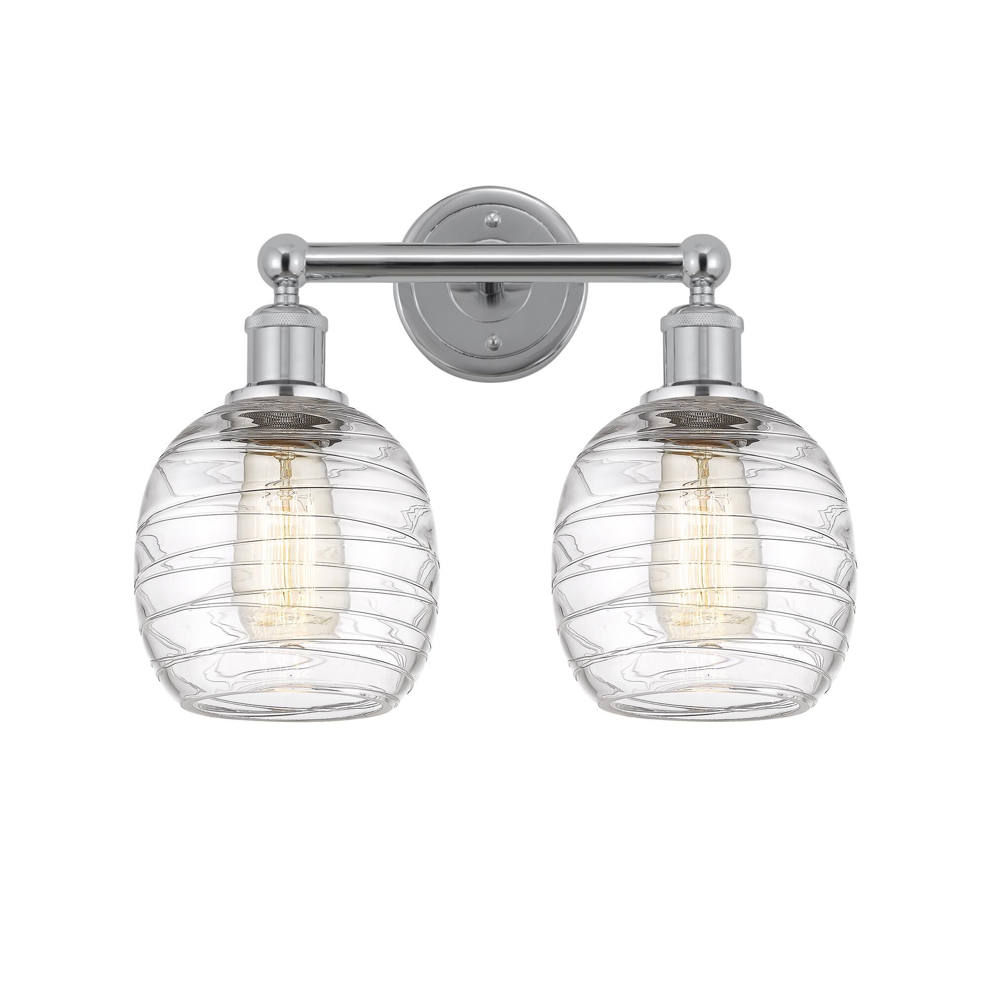 Shown in Polished Chrome, Deco Swirl finish and Deco Swirl glass and Deco Swirl Glass shade