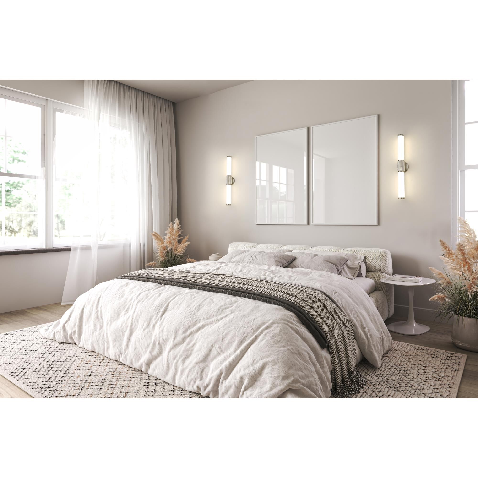 Shown in Brushed Nickel finish and Opal White glass and Opal White shade