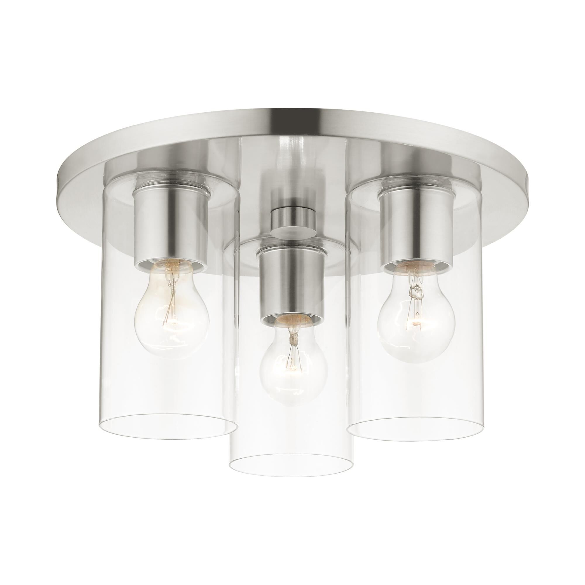 Shown in Brushed Nickel finish and Clear glass and Clear Glass shade