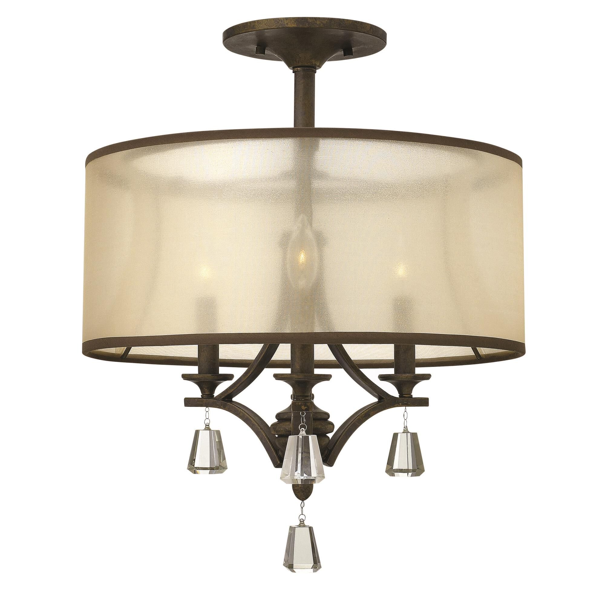 Shown in French Bronze finish and Amber Sheer Translucent Double Hardback shade