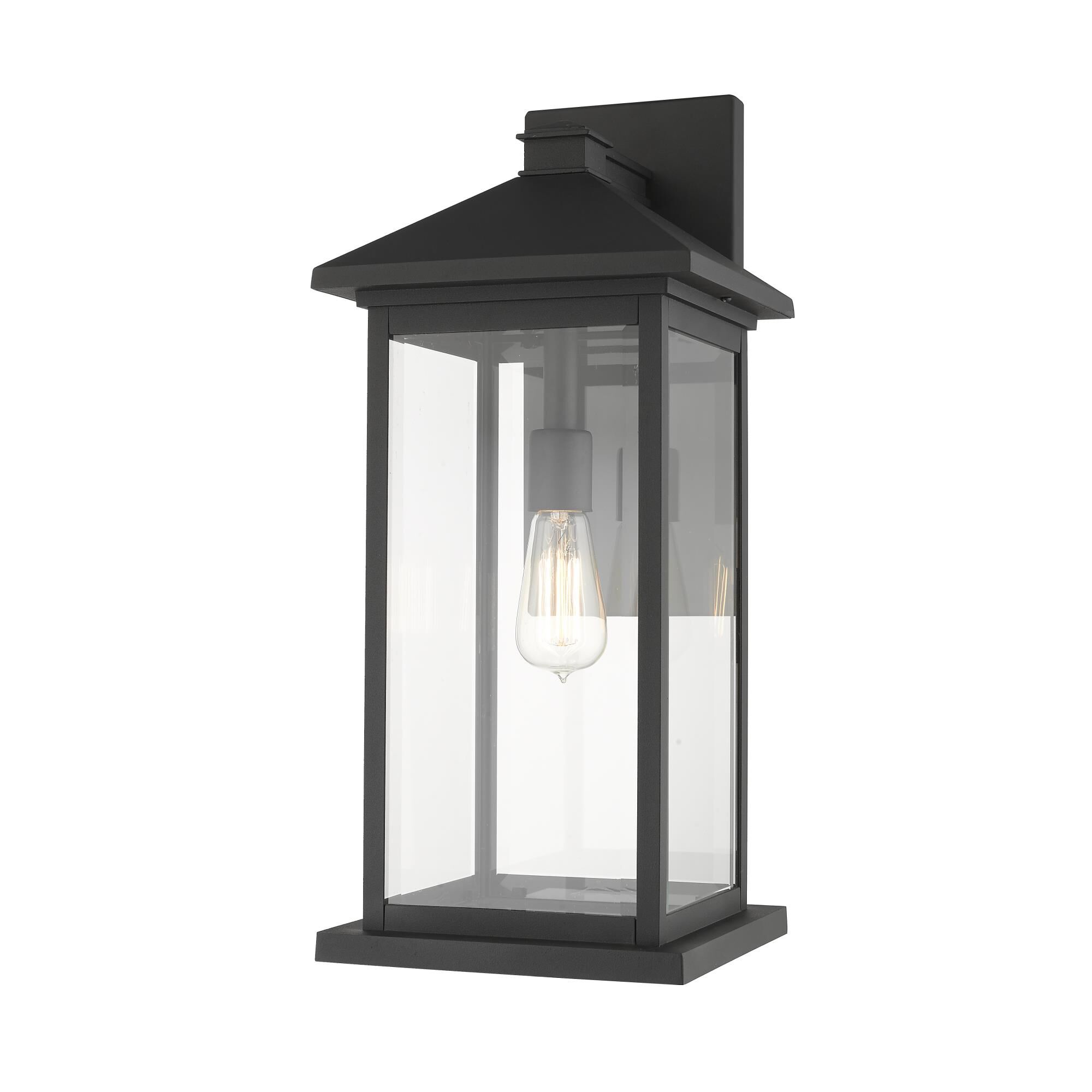 Shown in Black finish and Glass shade