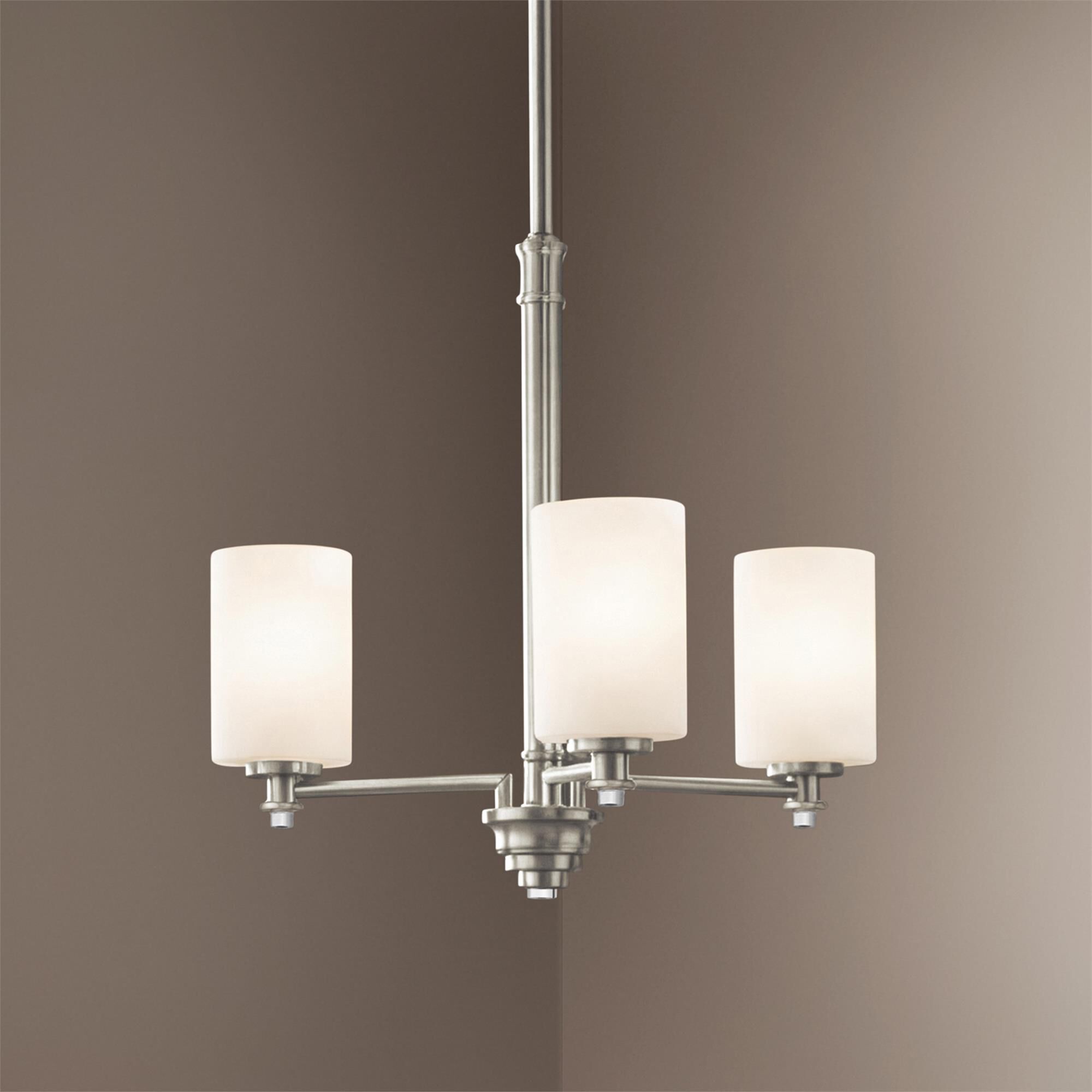 Shown in Brushed Nickel finish and Satin Etched Cased Opal glass