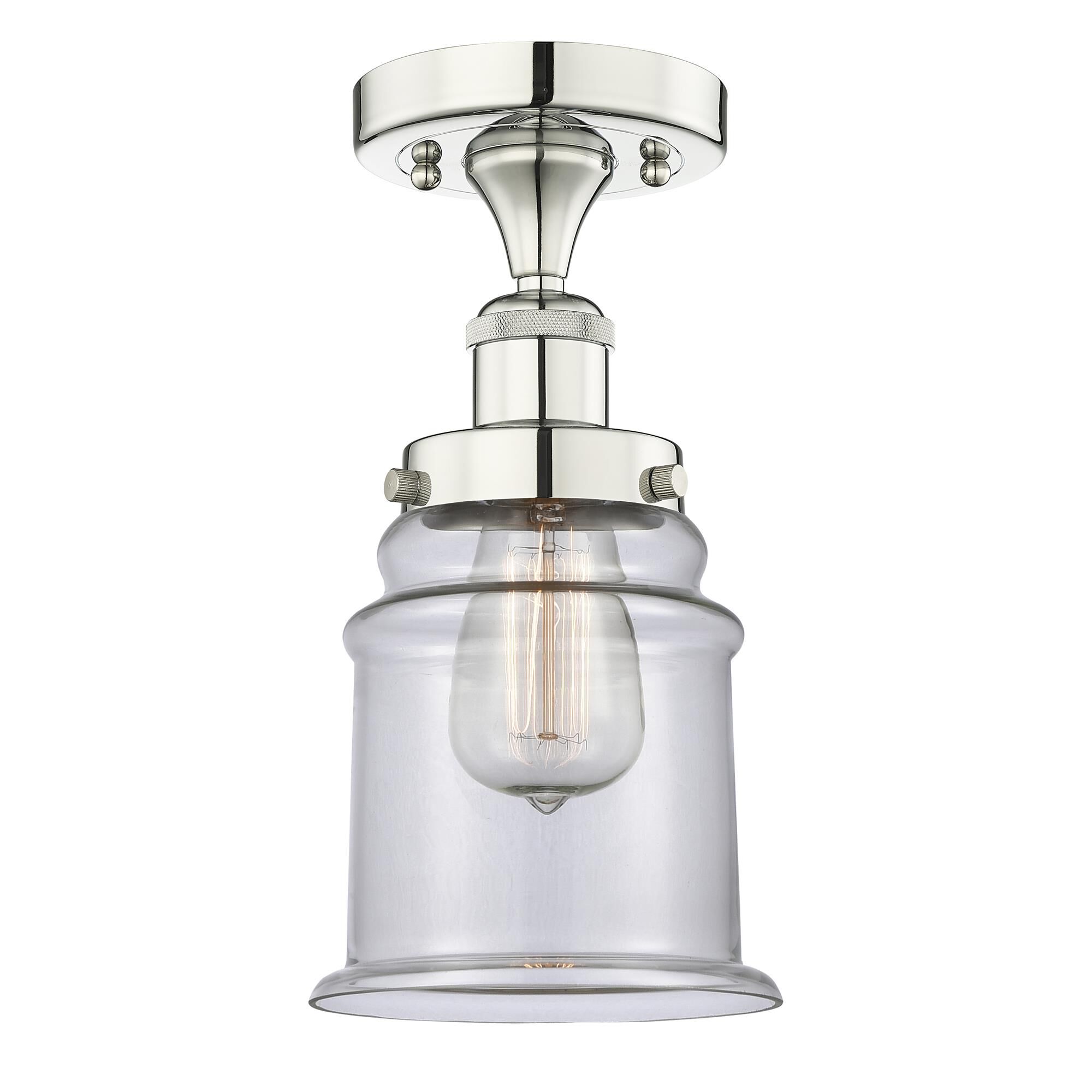 Shown in Polished Nickel finish and Clear glass