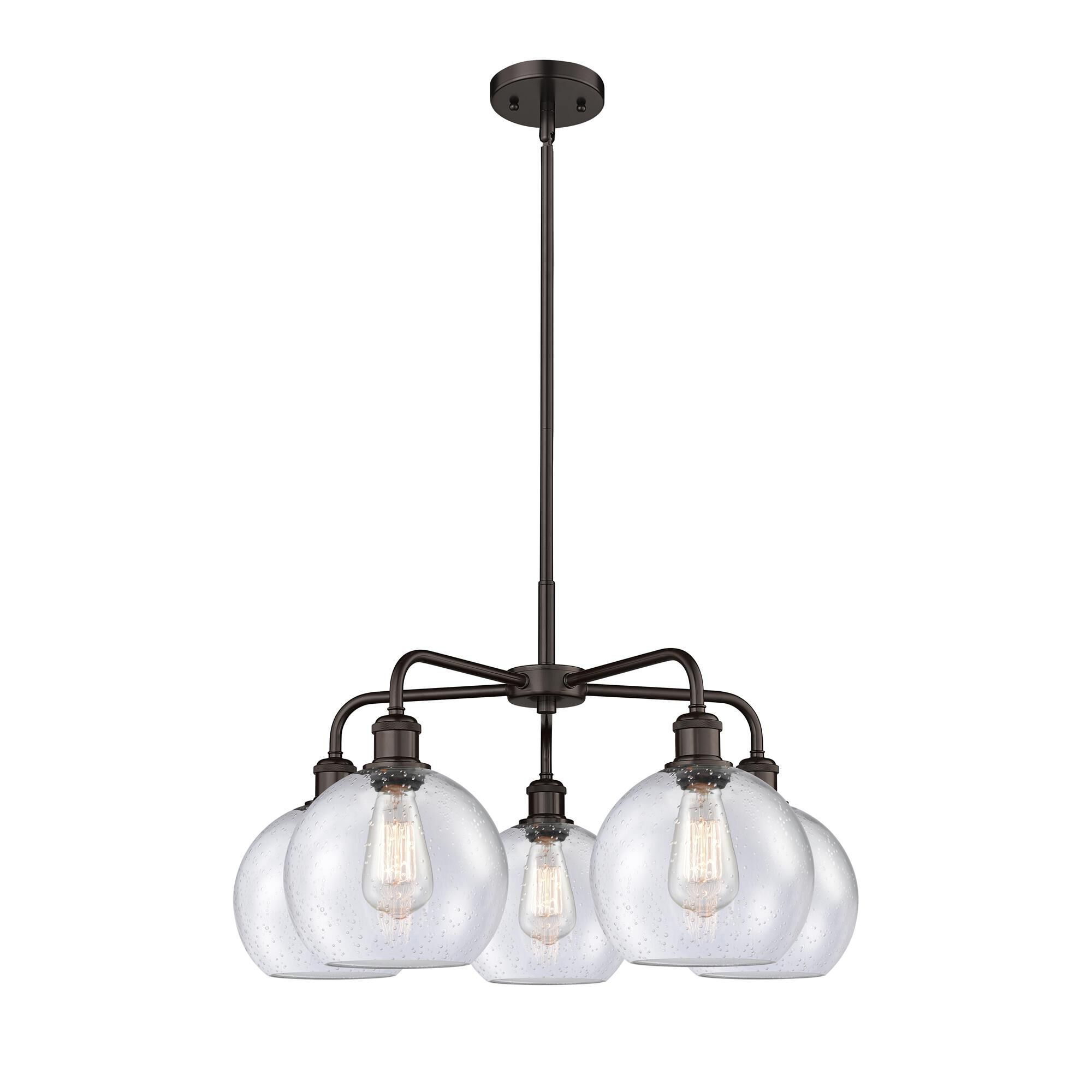 Shown in Oil Rubbed Bronze finish and Seedy glass