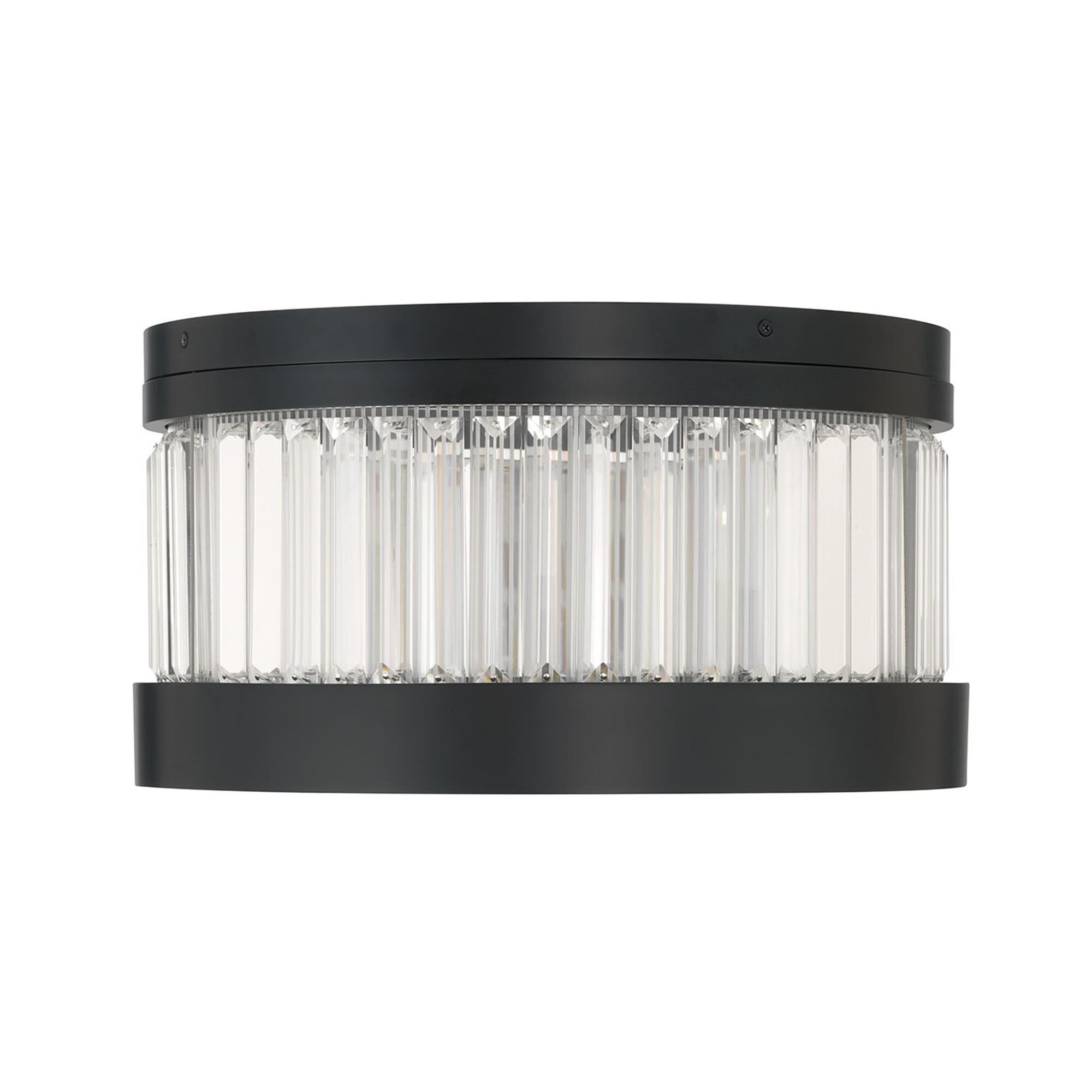 Shown in Matte Black finish and Clear Crystal glass
