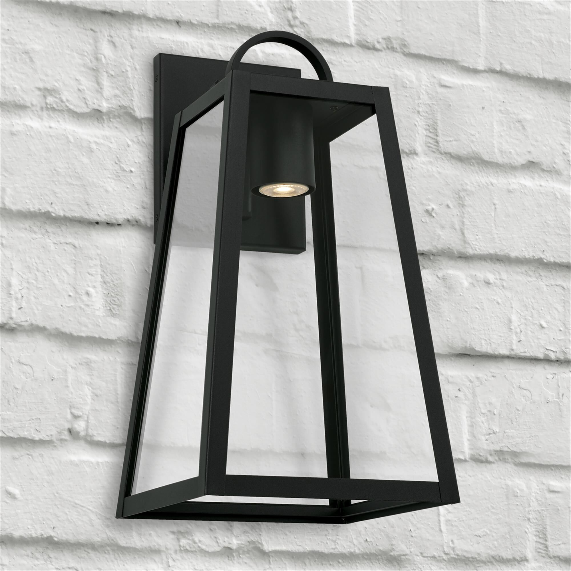 Shown in Black finish and Clear glass