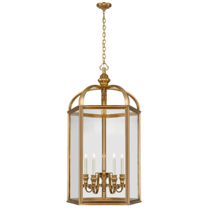 Shown in Natural Brass finish and Clear glass