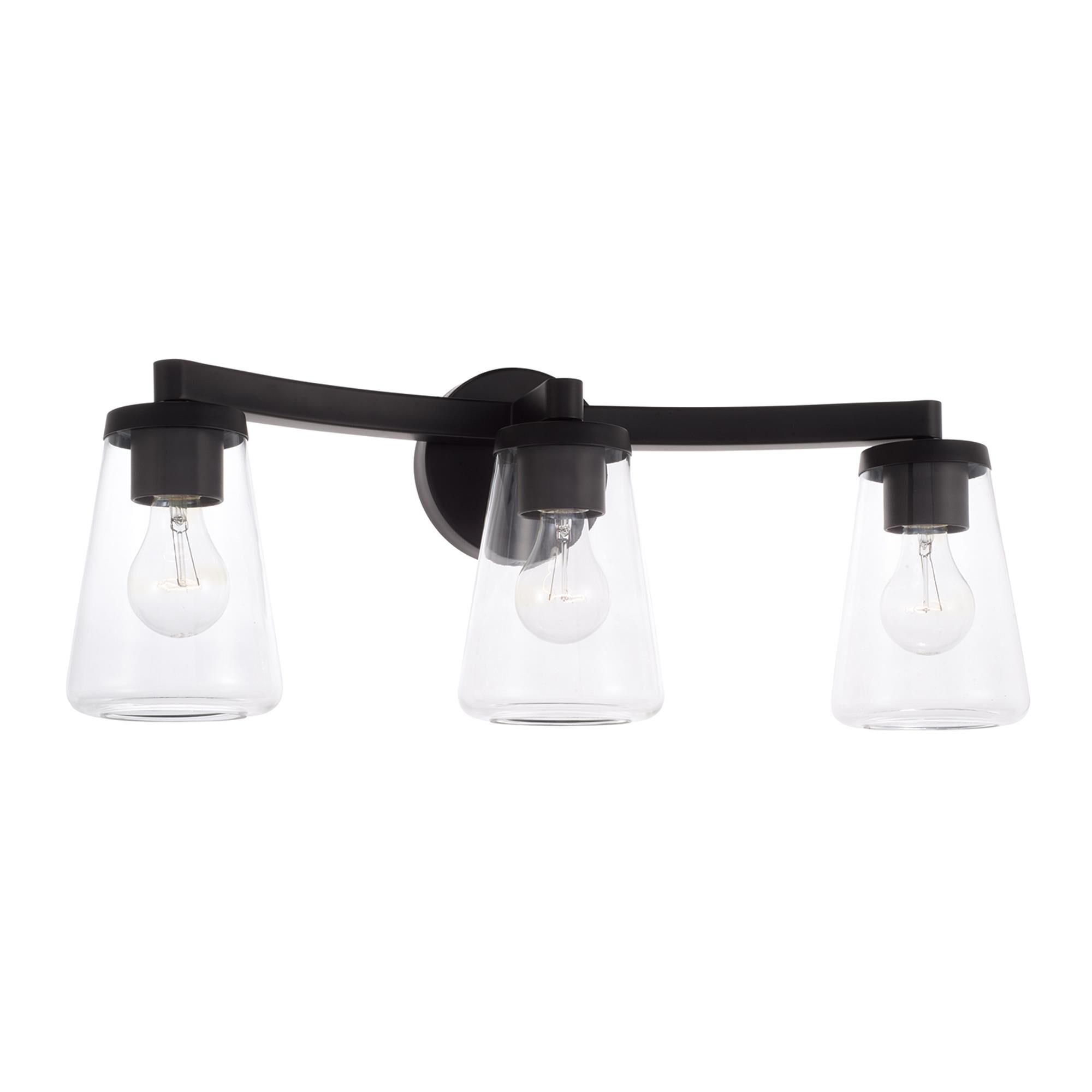 Shown in Matte Black finish and Clear glass