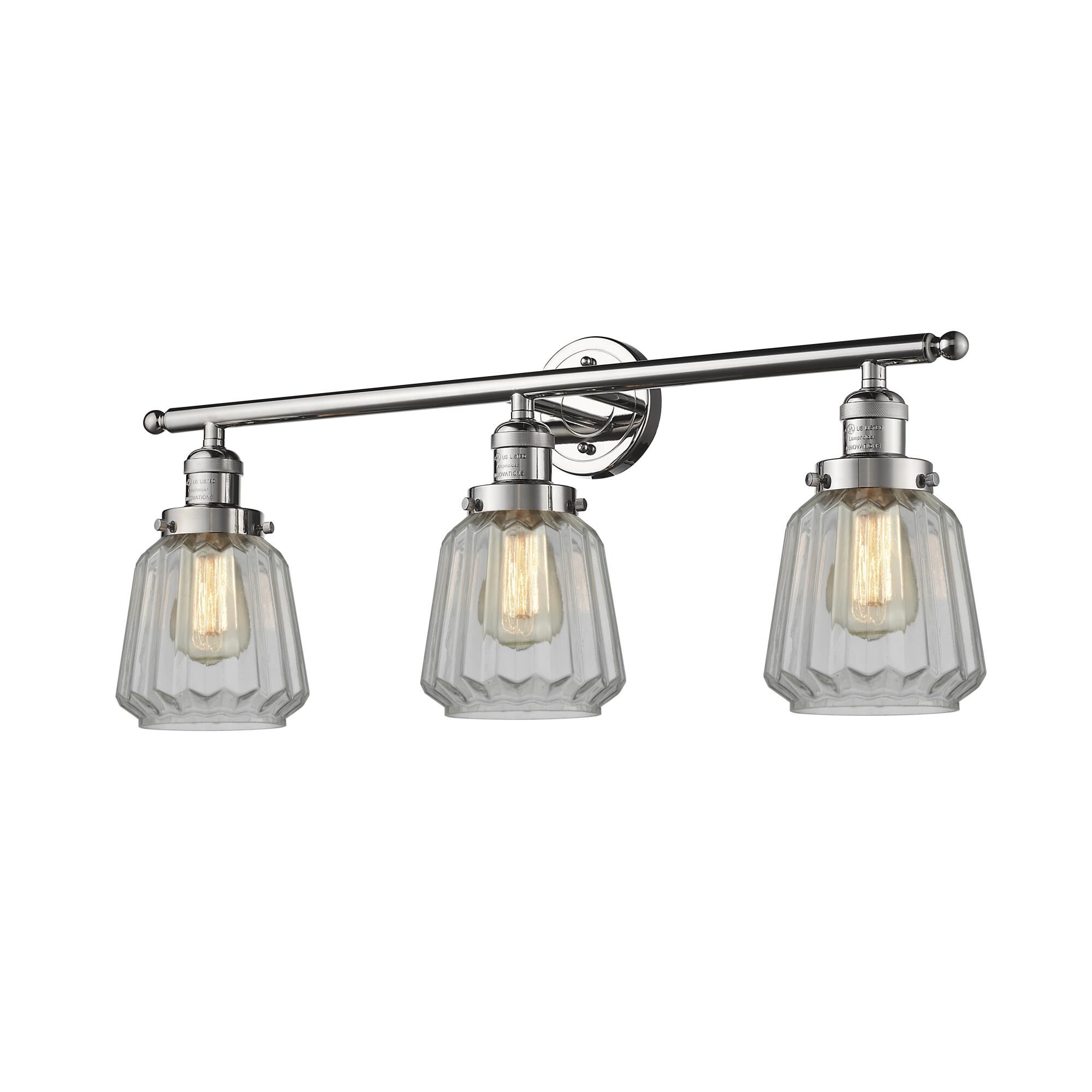 Shown in Polished Nickel finish and Clear Fluted glass