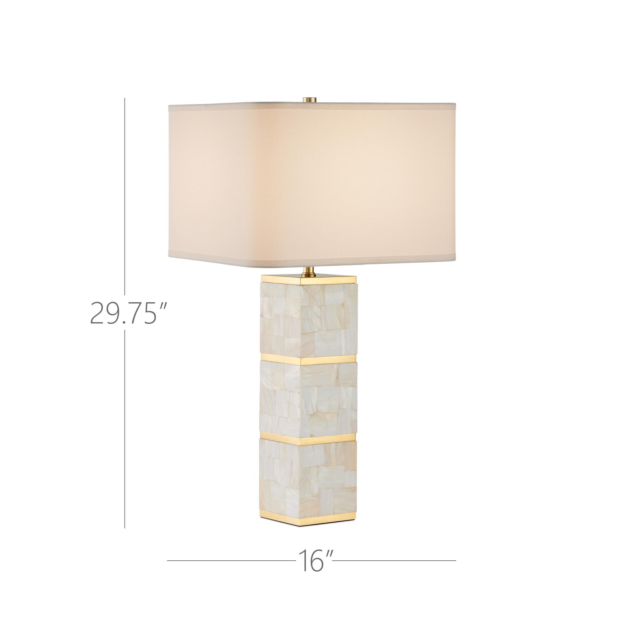 Shown in Natural and Brass finish and White Linen shade
