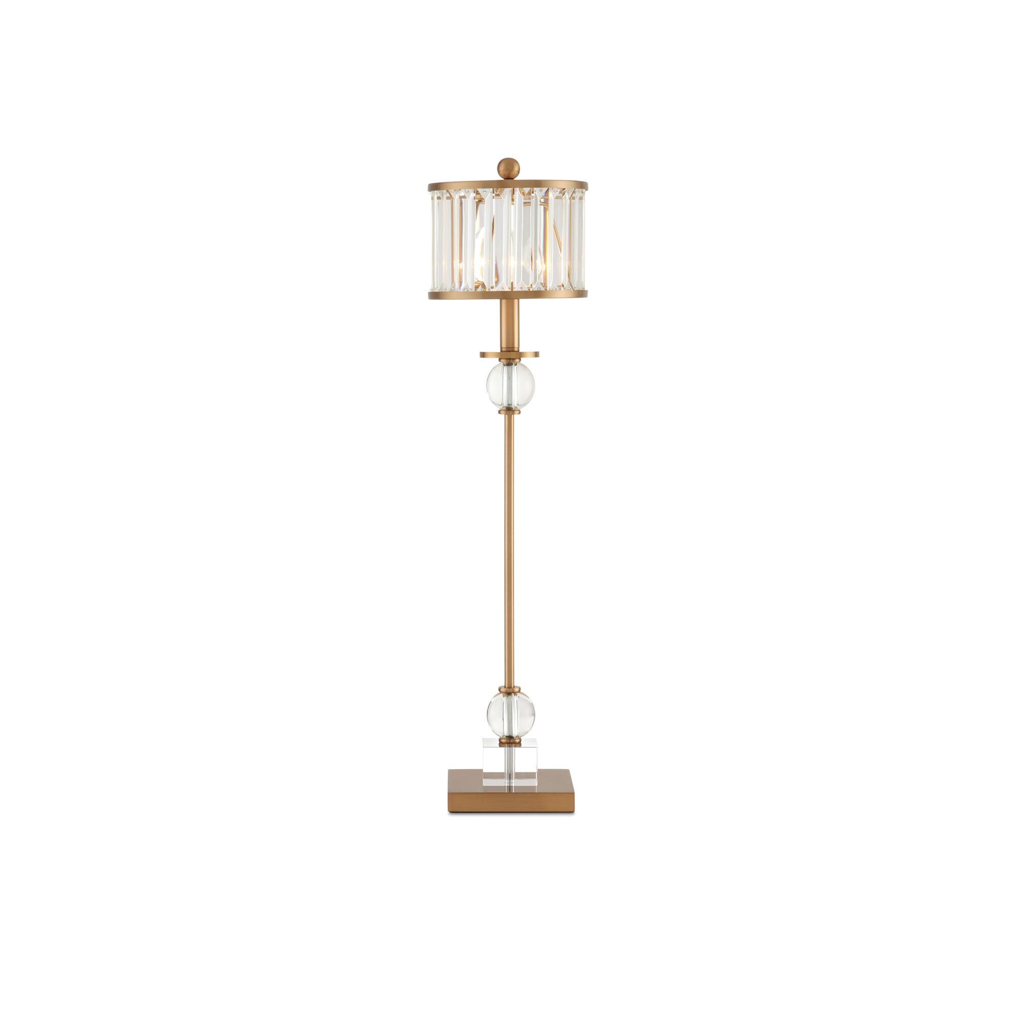 Shown in Crystal-Antique Brass finish and Crystal Prism shade
