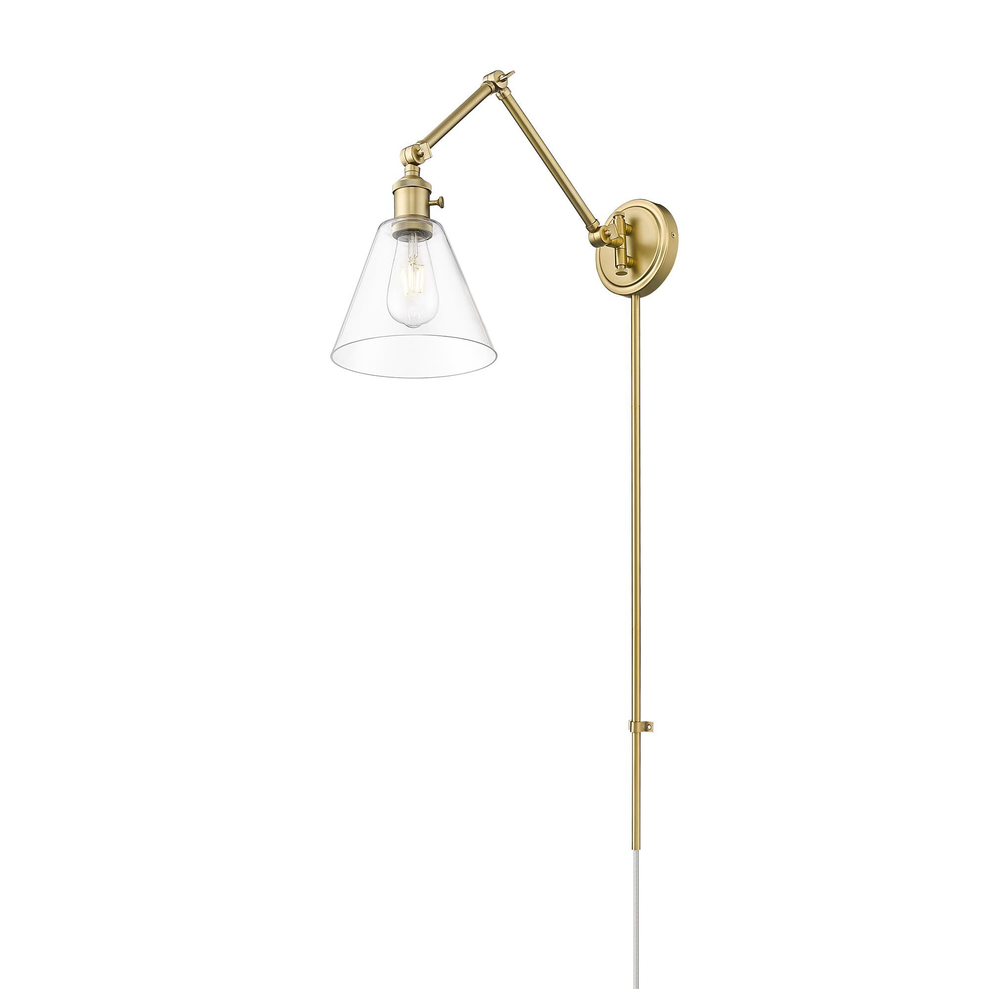 Shown in Modern Gold finish and Modern Gold glass and Modern Gold shade