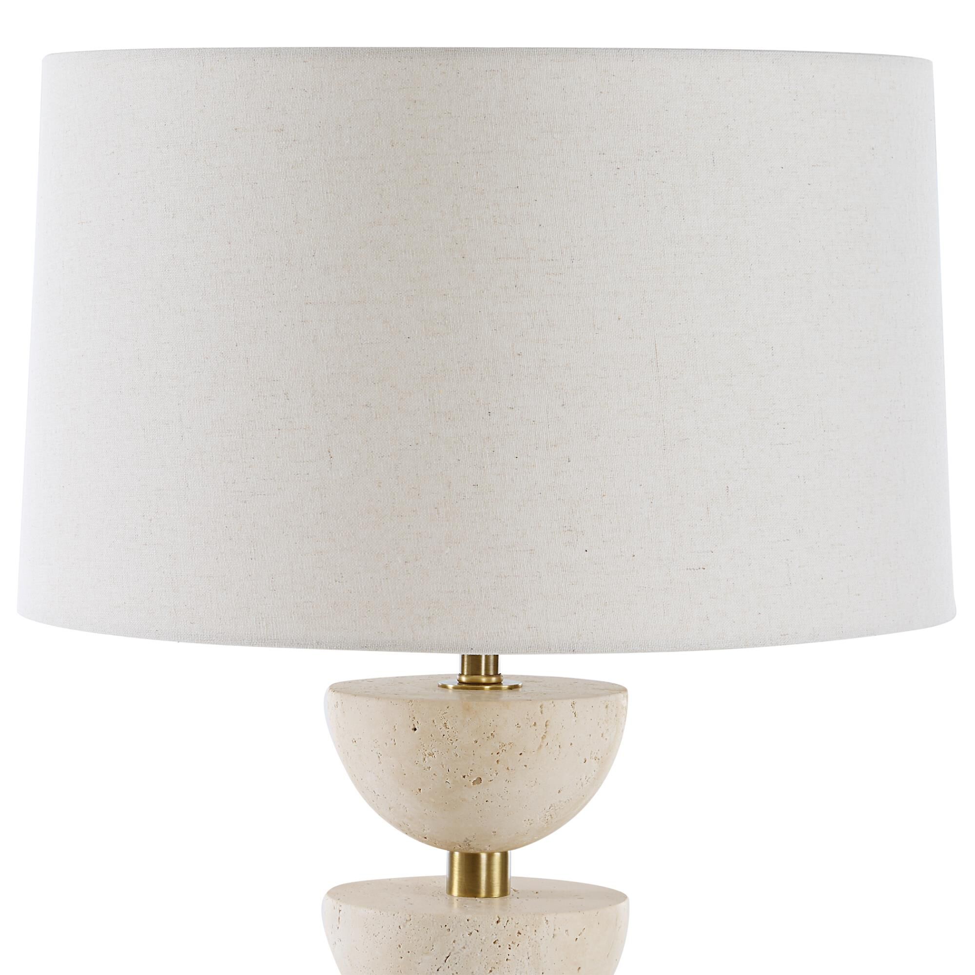 Shown in Brass, Brown and White finish and Round Hardback shade