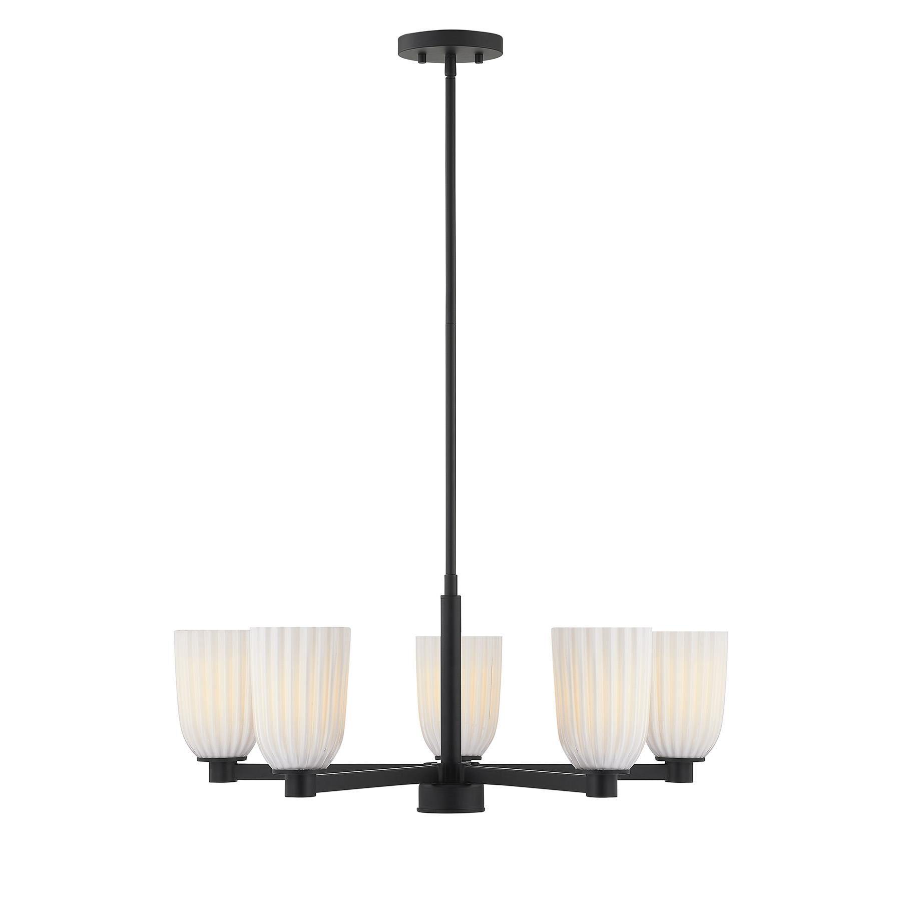 Shown in Matte Black finish and White Opal Ribbed glass