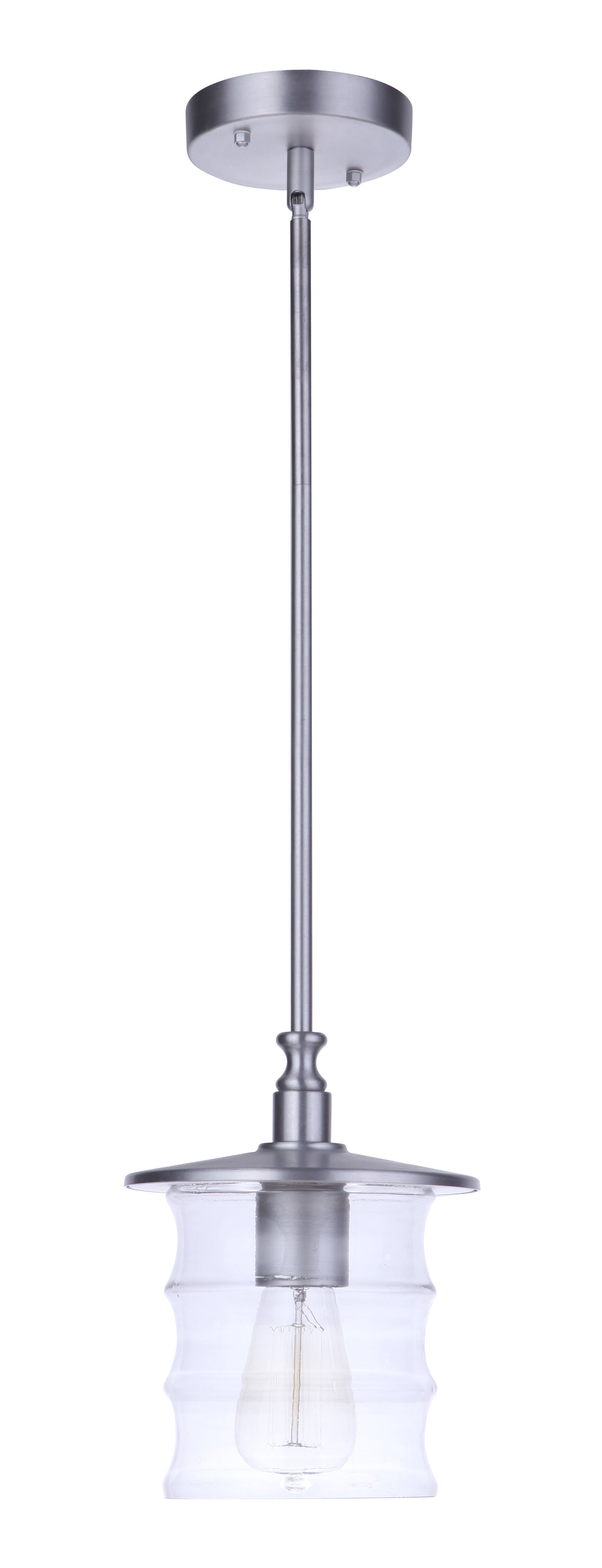 Shown in Satin Aluminum finish and Clear glass and Glass shade