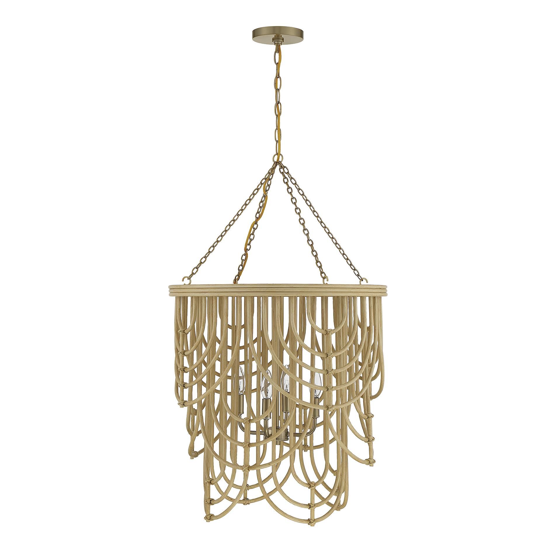 Shown in Warm Brass With Natural Rattan finish