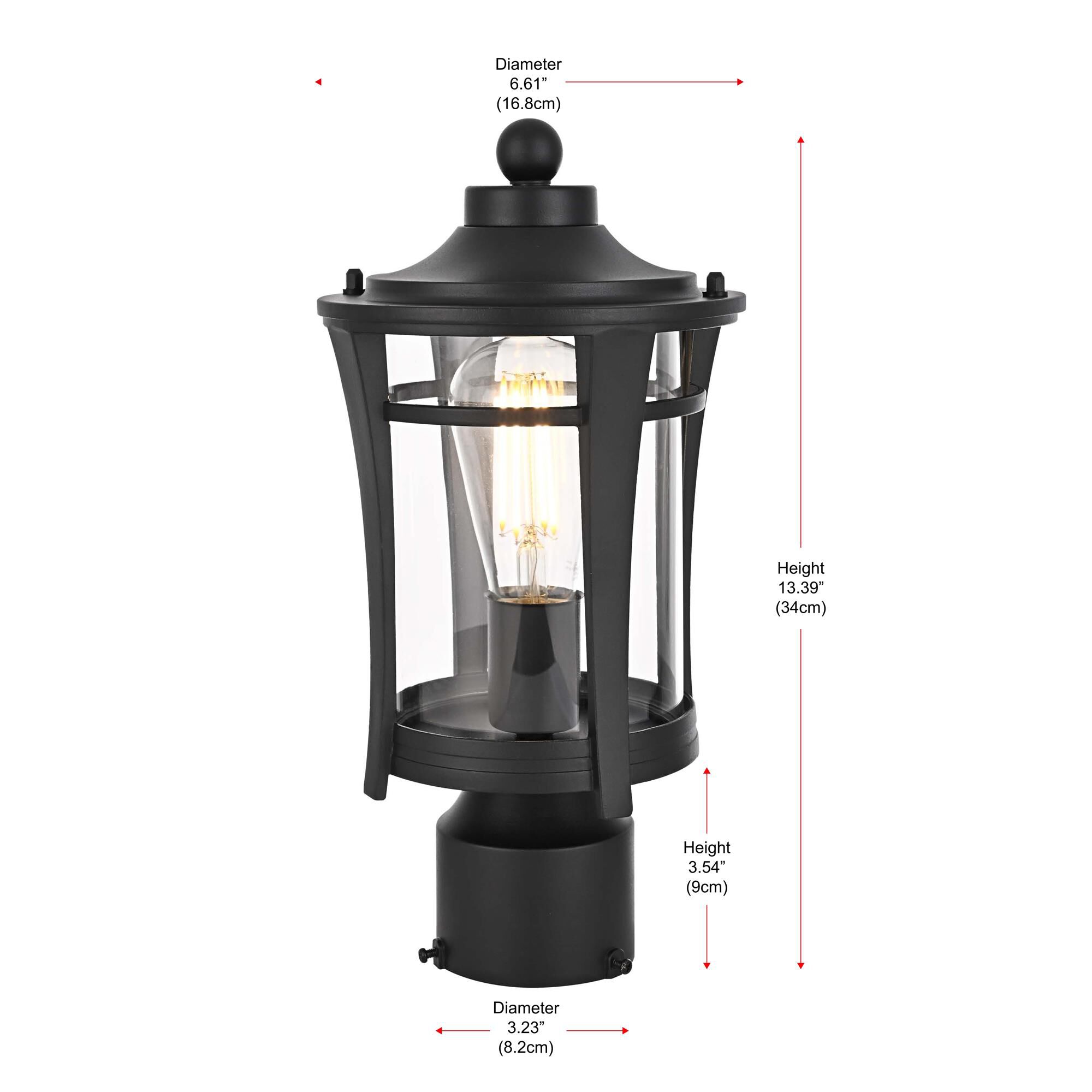 Shown in Black finish and Clear glass