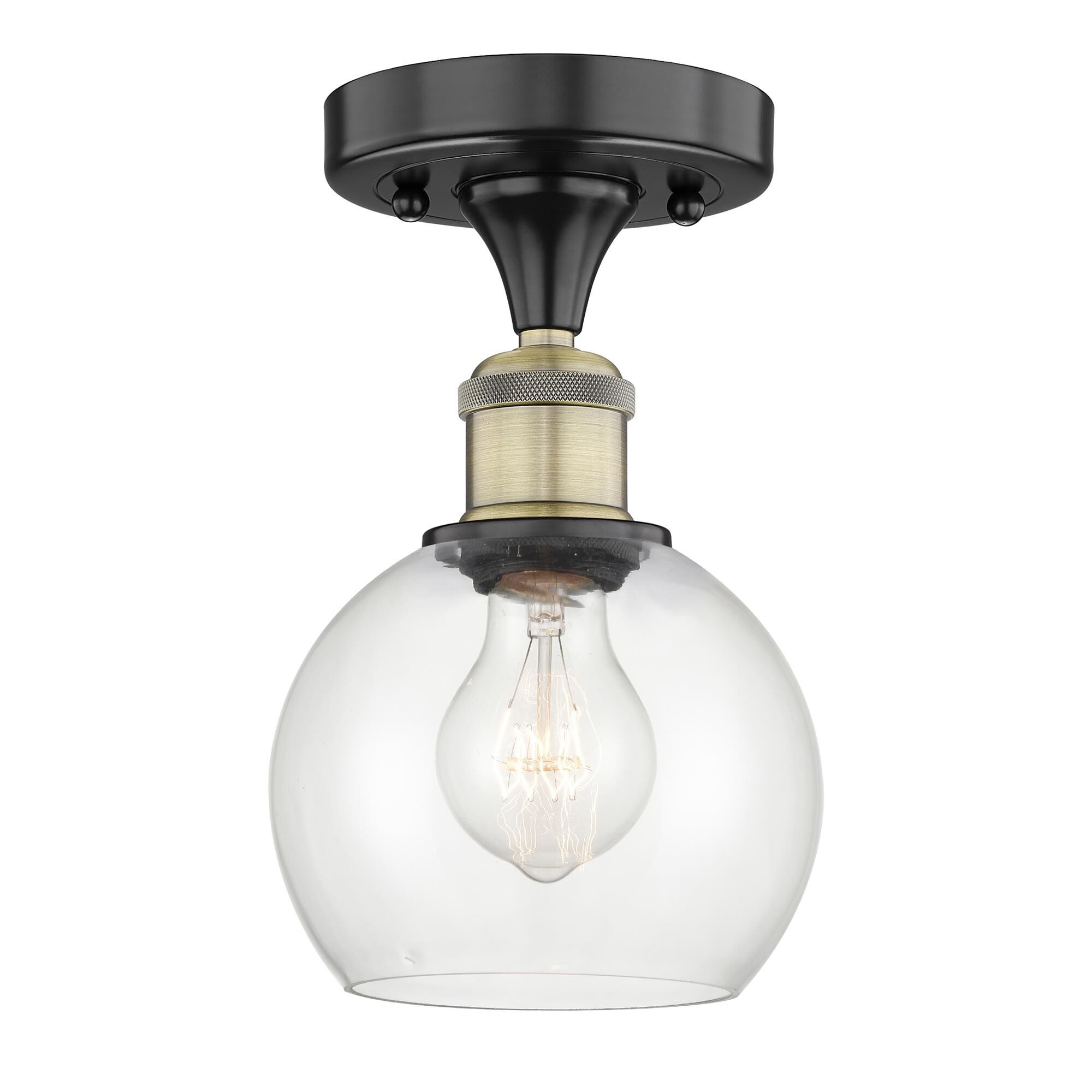 Shown in Black Antique Brass finish and Clear glass