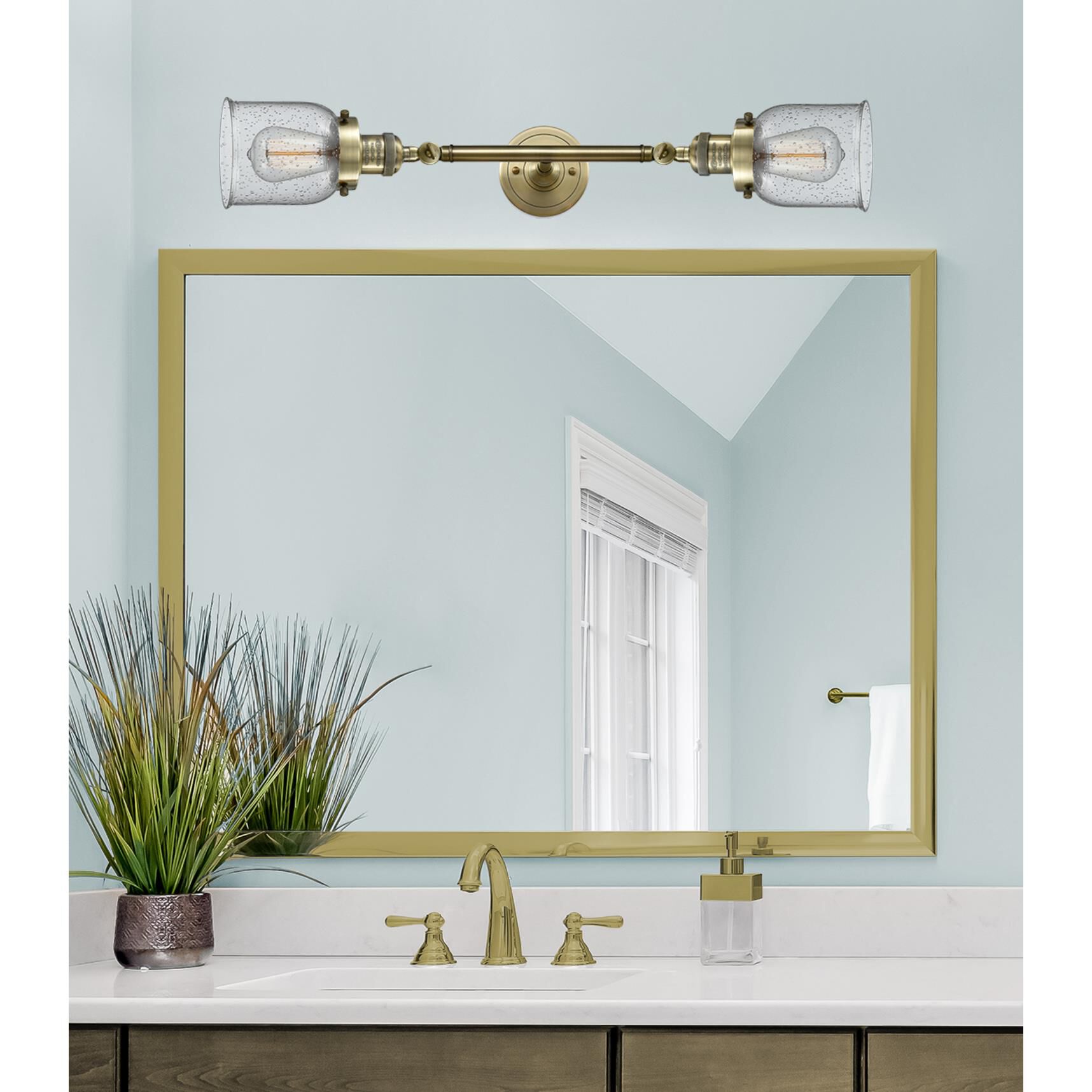 Bruno Marashlian Small Bell 16 Inch 2 Light Bath Vanity Light by Innovations Lighting