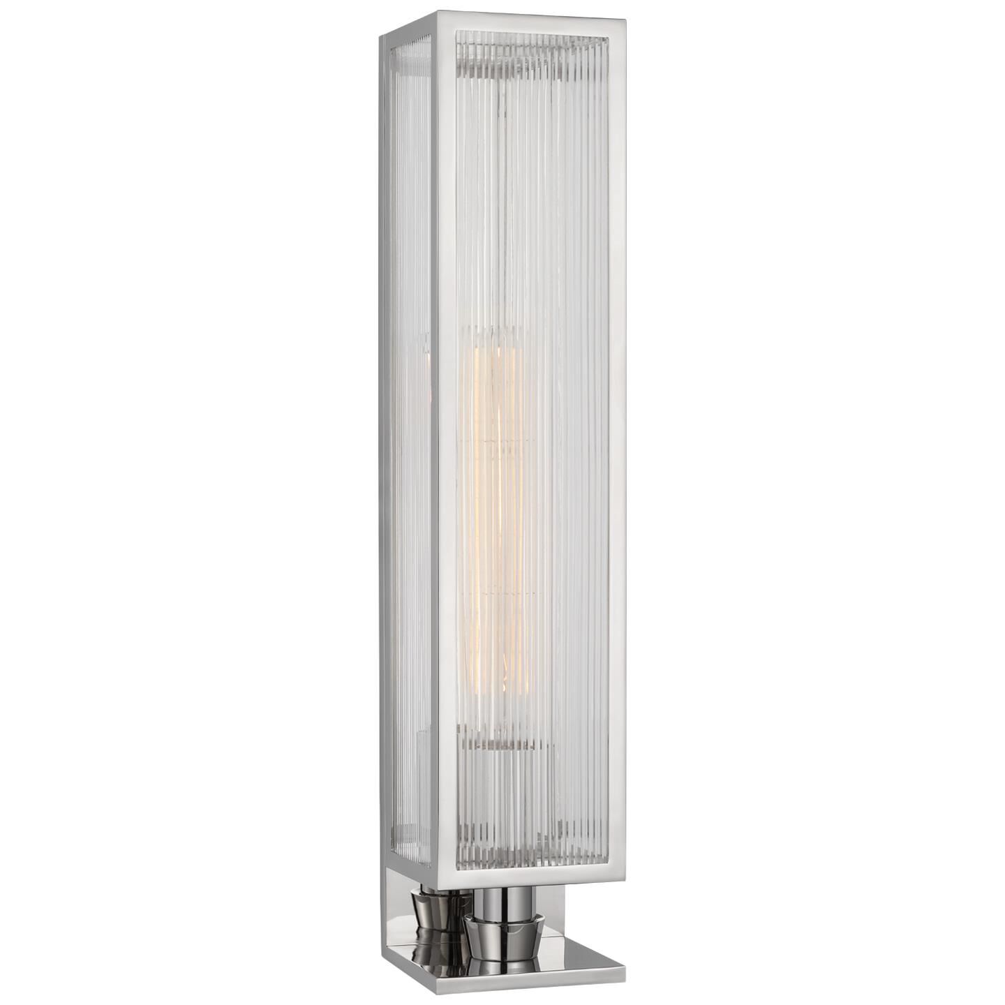 Shown in Polished Nickel finish and Clear Ribbed glass