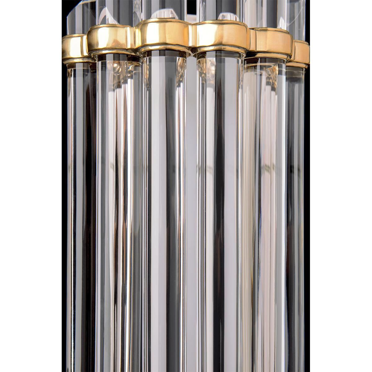 Shown in Aged Brass finish and Clear glass