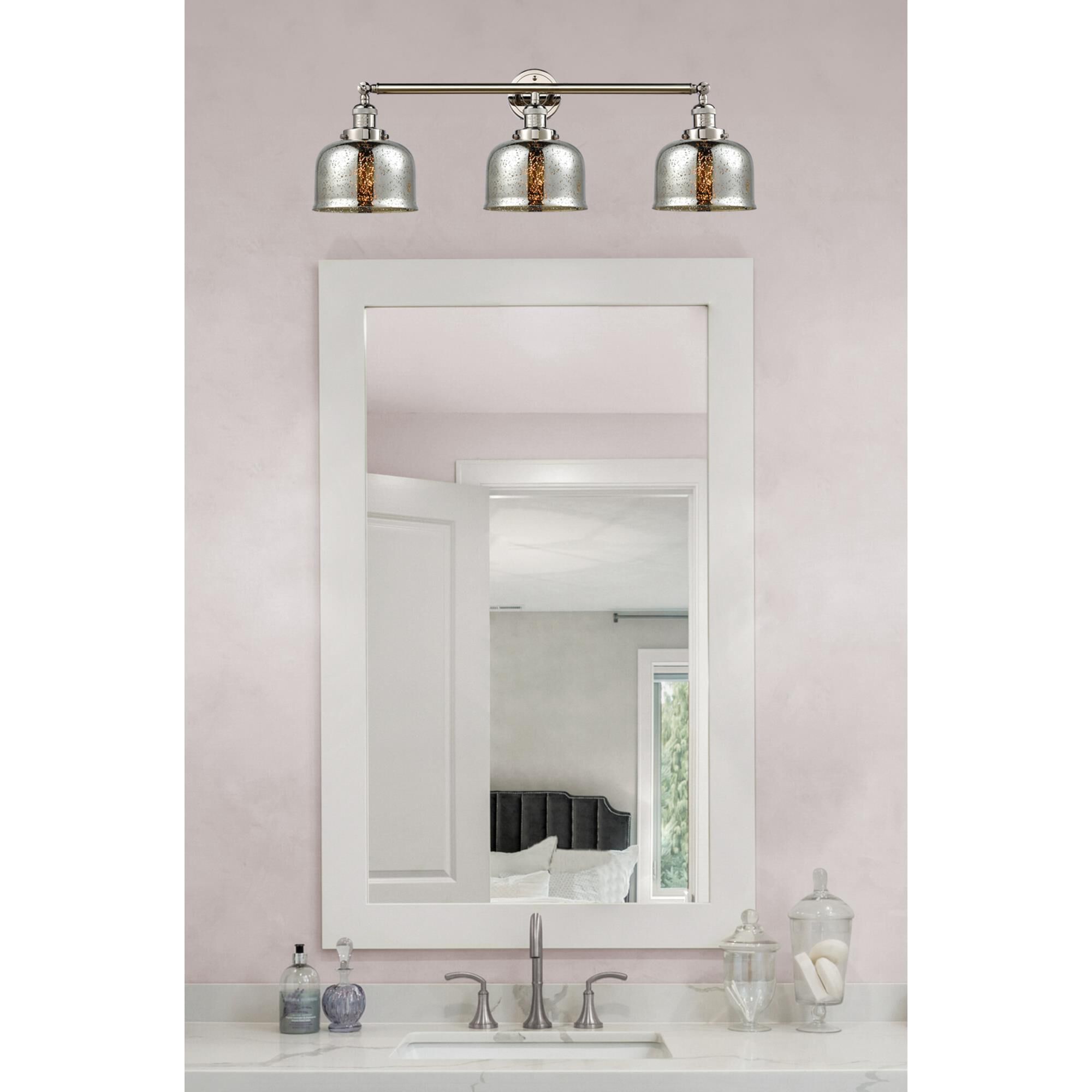 Shown in Polished Nickel finish and Silver Plated Mercury Large Bell glass