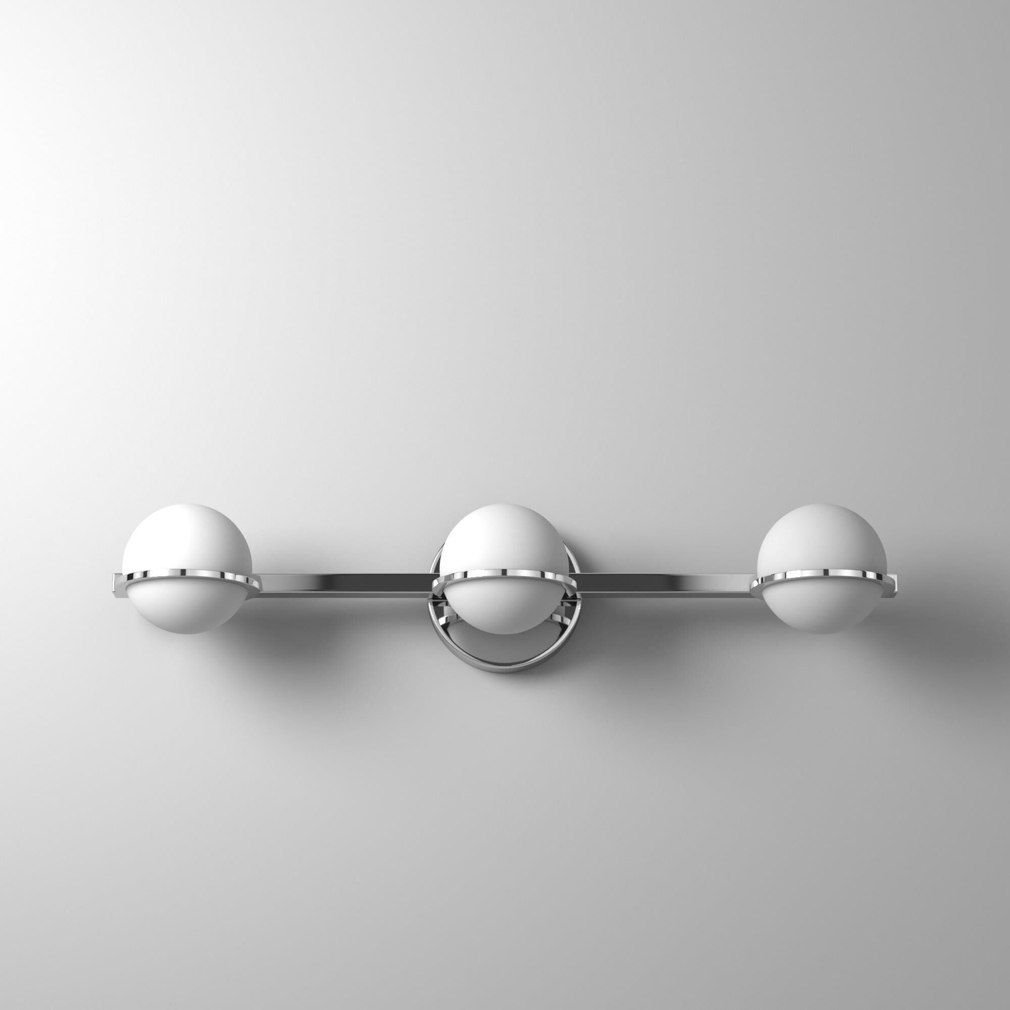 Shown in Polished Chrome finish and White glass