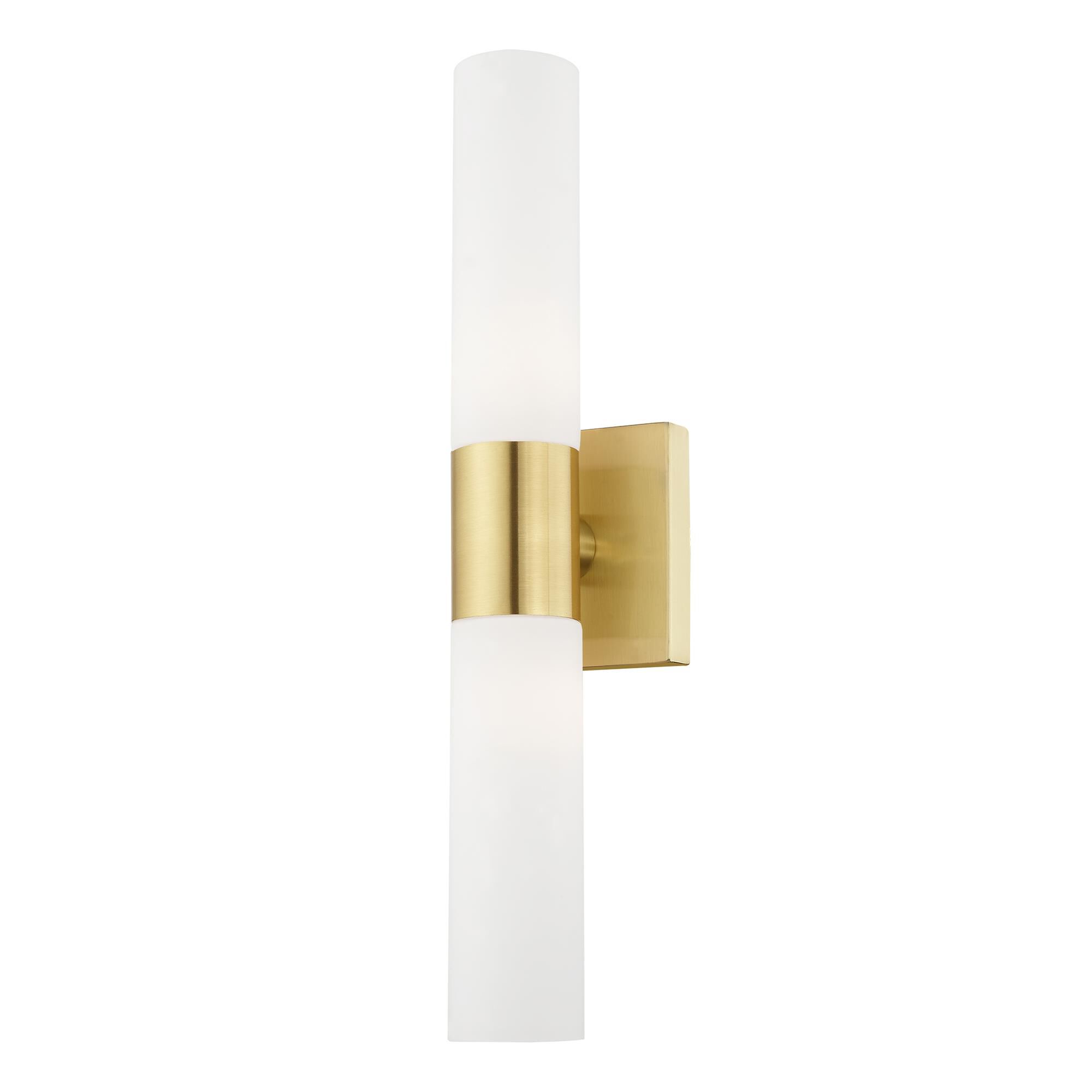 Shown in Satin Brass finish and Hand Blown Satin Opal White Twist Lock glass