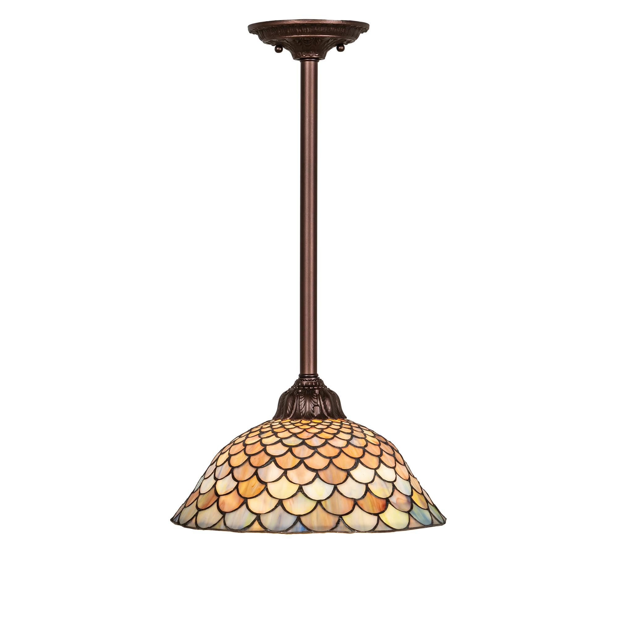 Shown in Mahogany Bronze finish and Coral;Beige glass