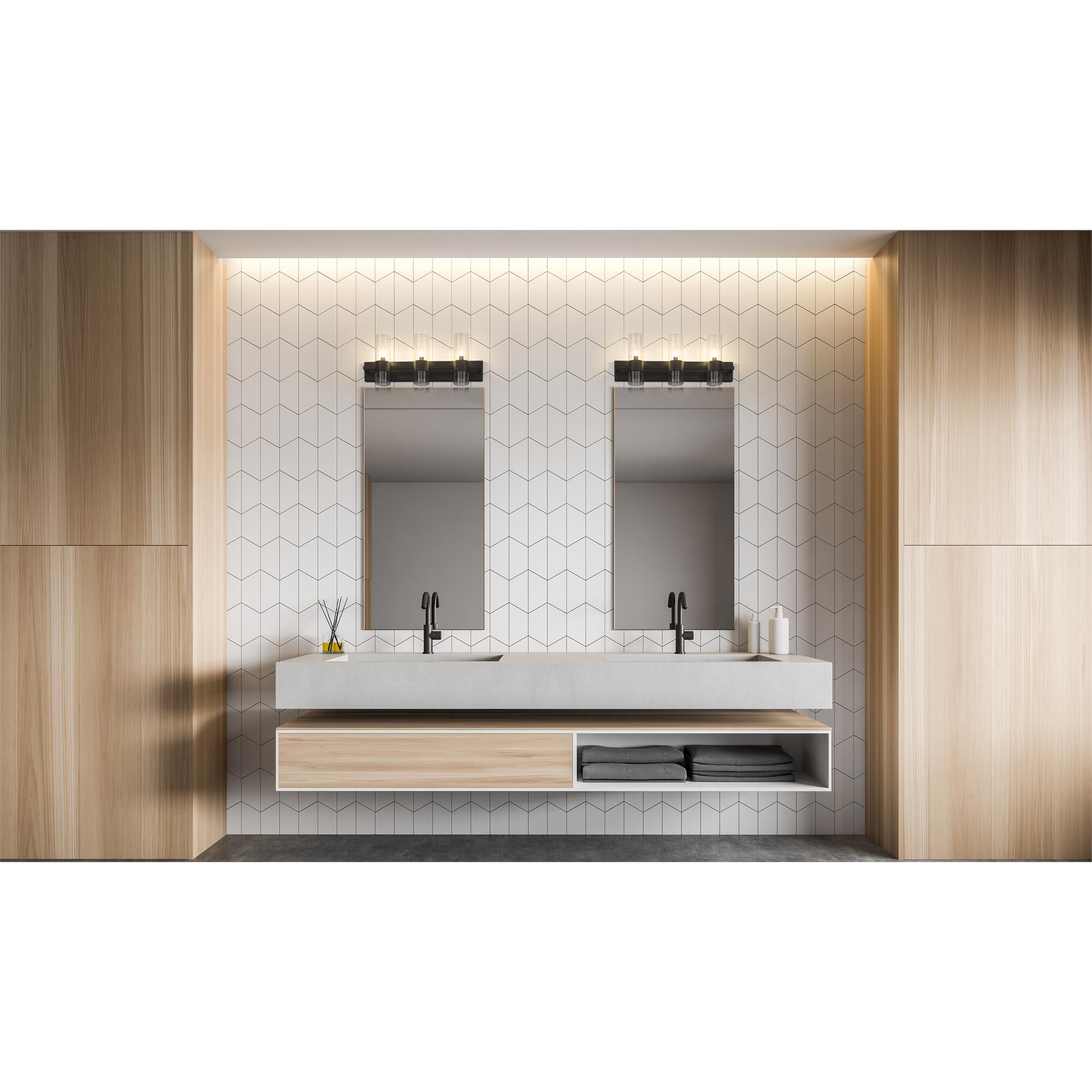 Shown in Matte Black finish and Clear glass and Clear shade